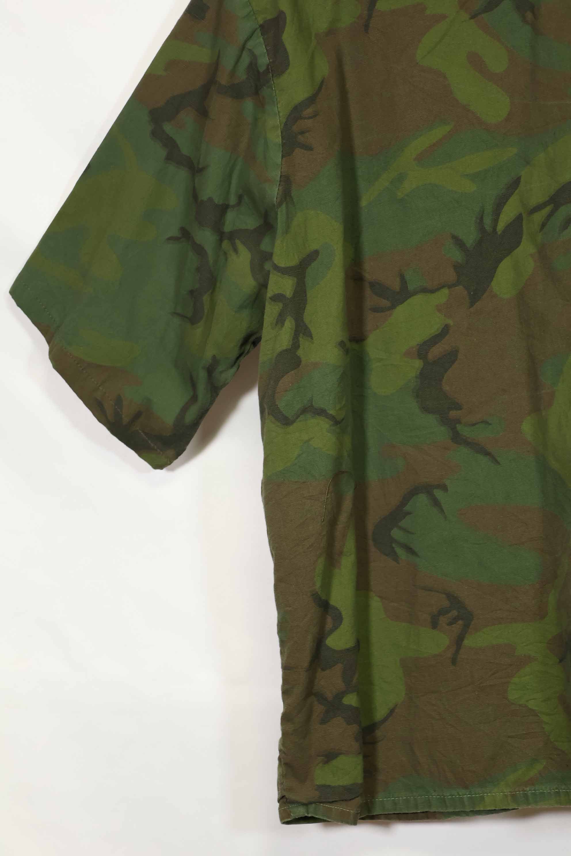 1960s-70s light fabric hunting shirt invisible leaf camouflage short sleeves custom used