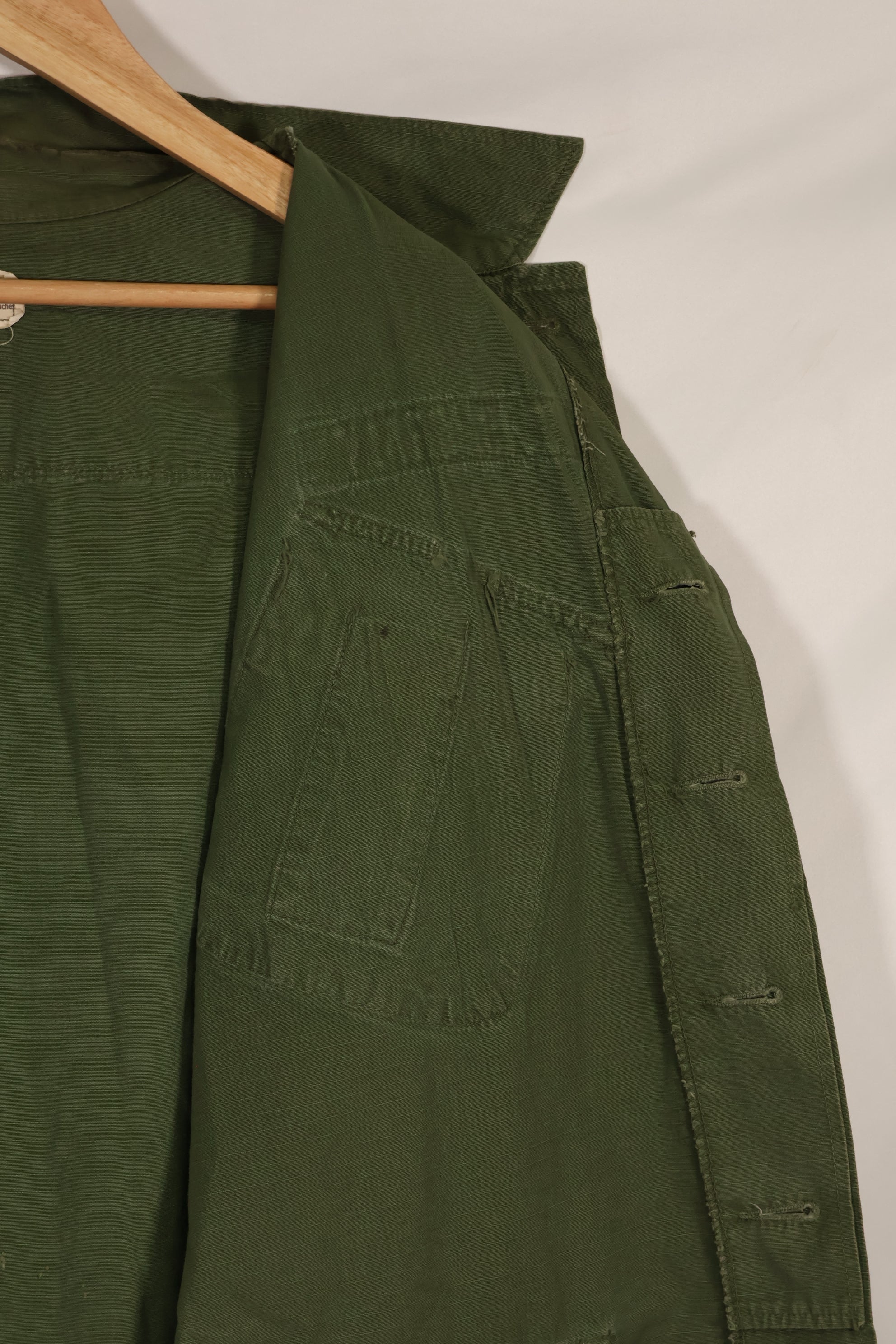 Real 1969 Ex-SF 4th Model Jungle Fatigue Jacket with patch, used.