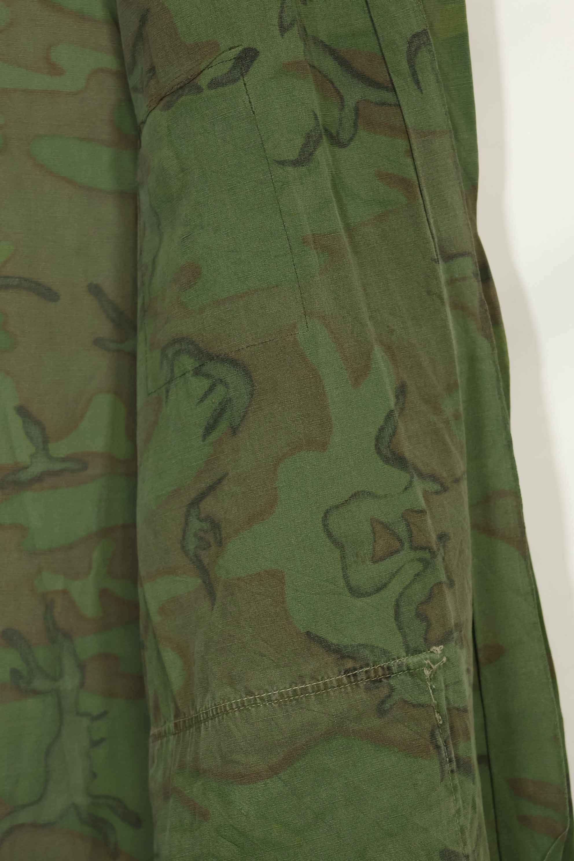 1960s-70s light fabric hunting shirt invisible leaf camouflage short sleeve custom used B