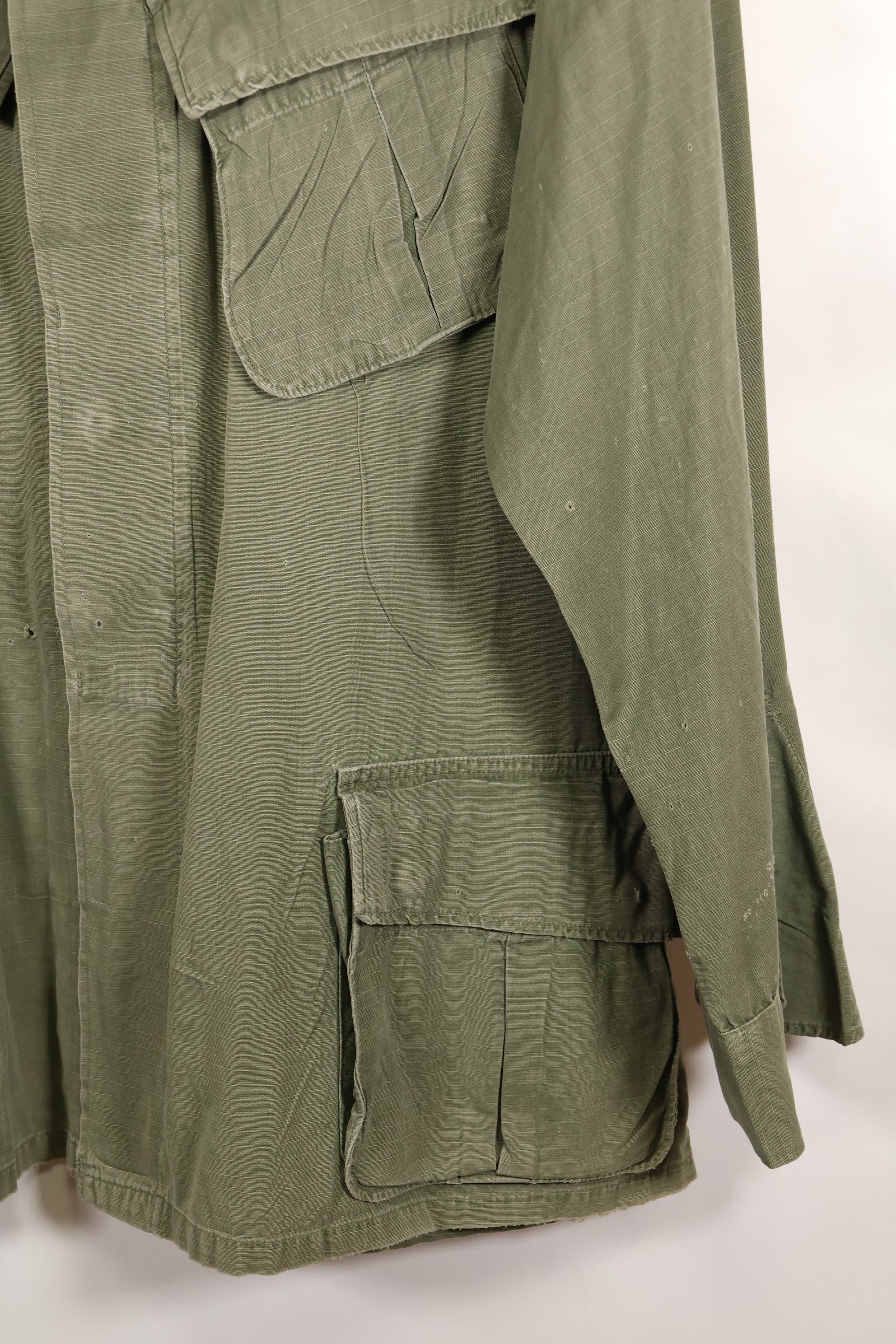 1968 Contract X-L-R 4th Model Jungle Fatigue Jacket, faded, used.