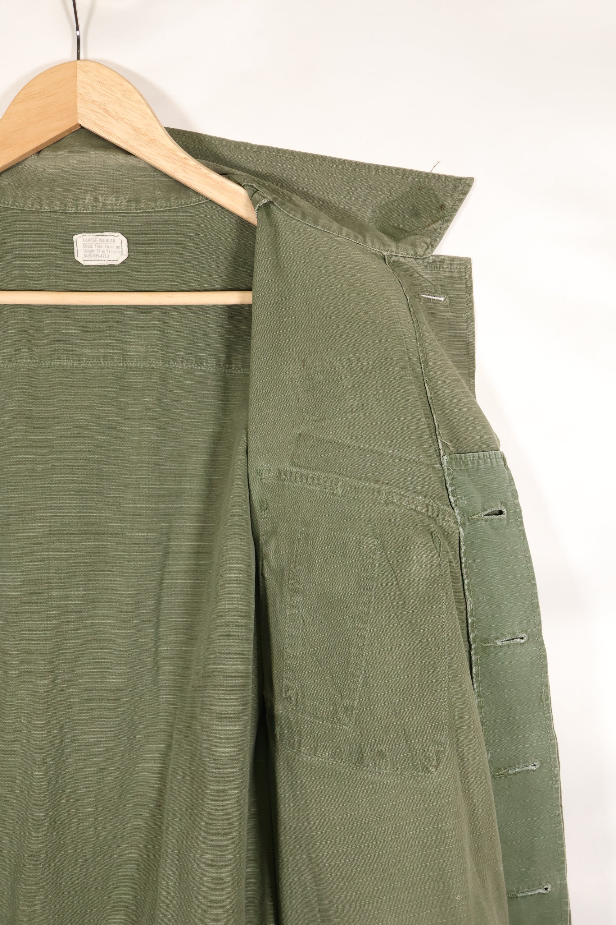 1968 Contract X-L-R 4th Model Jungle Fatigue Jacket, faded, used.