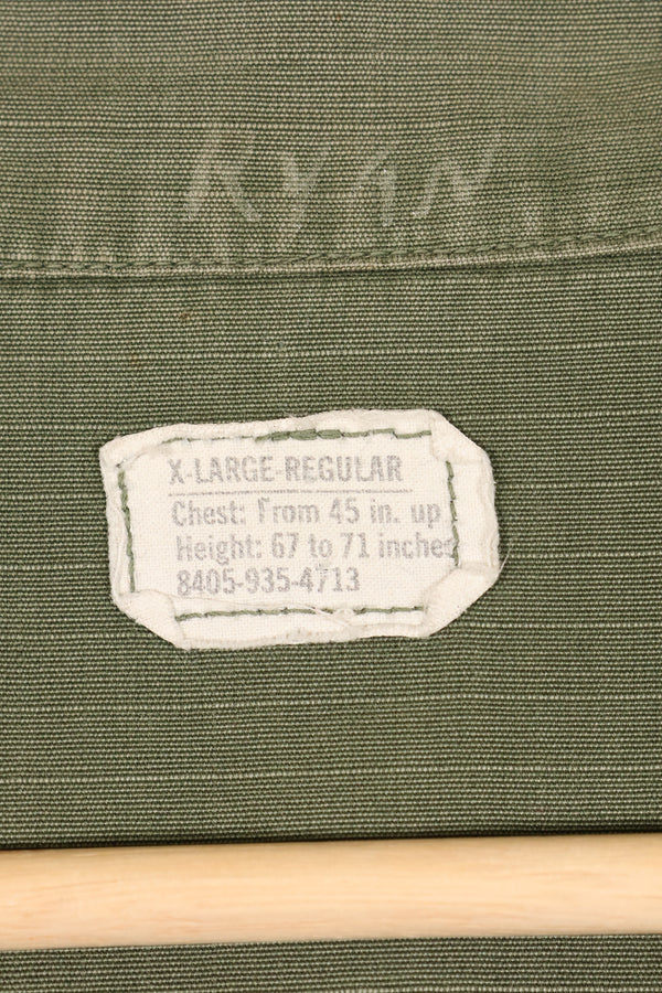 1968 Contract X-L-R 4th Model Jungle Fatigue Jacket, faded, used.