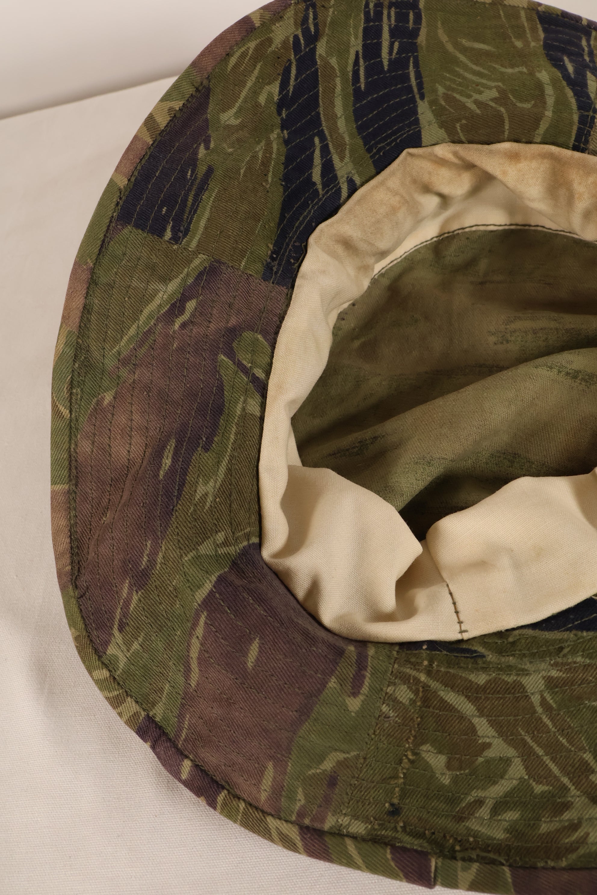 Authentic Fabric: Tiger Stripe, TO78, Silver Tiger Pattern, CISO Cut, Boonie Hat, Post-War, Used