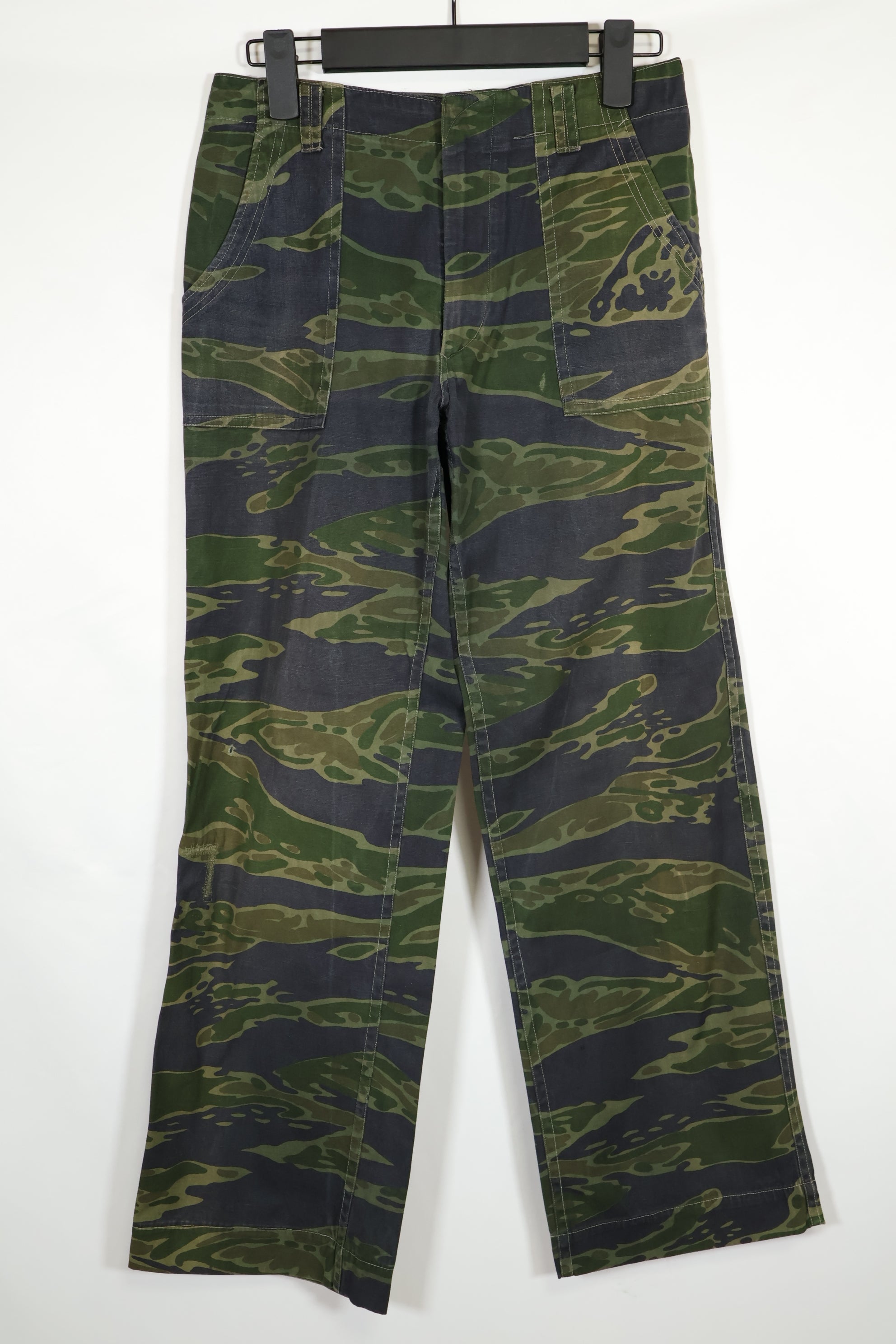 Real 1970s Late War Tiger Stripe Pants, used, black dyed.