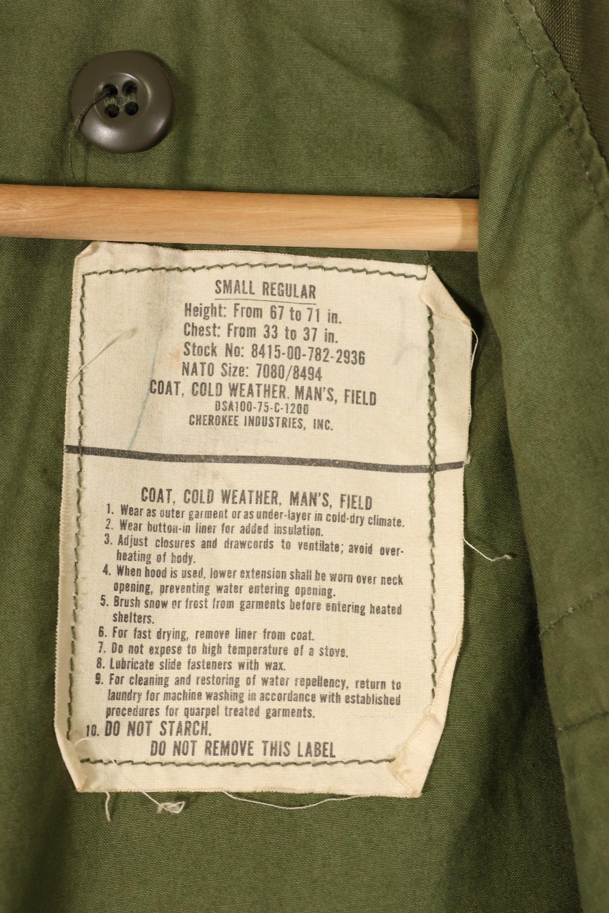 1975 Contract S-R 3rd Model M65 Field Jacket Used