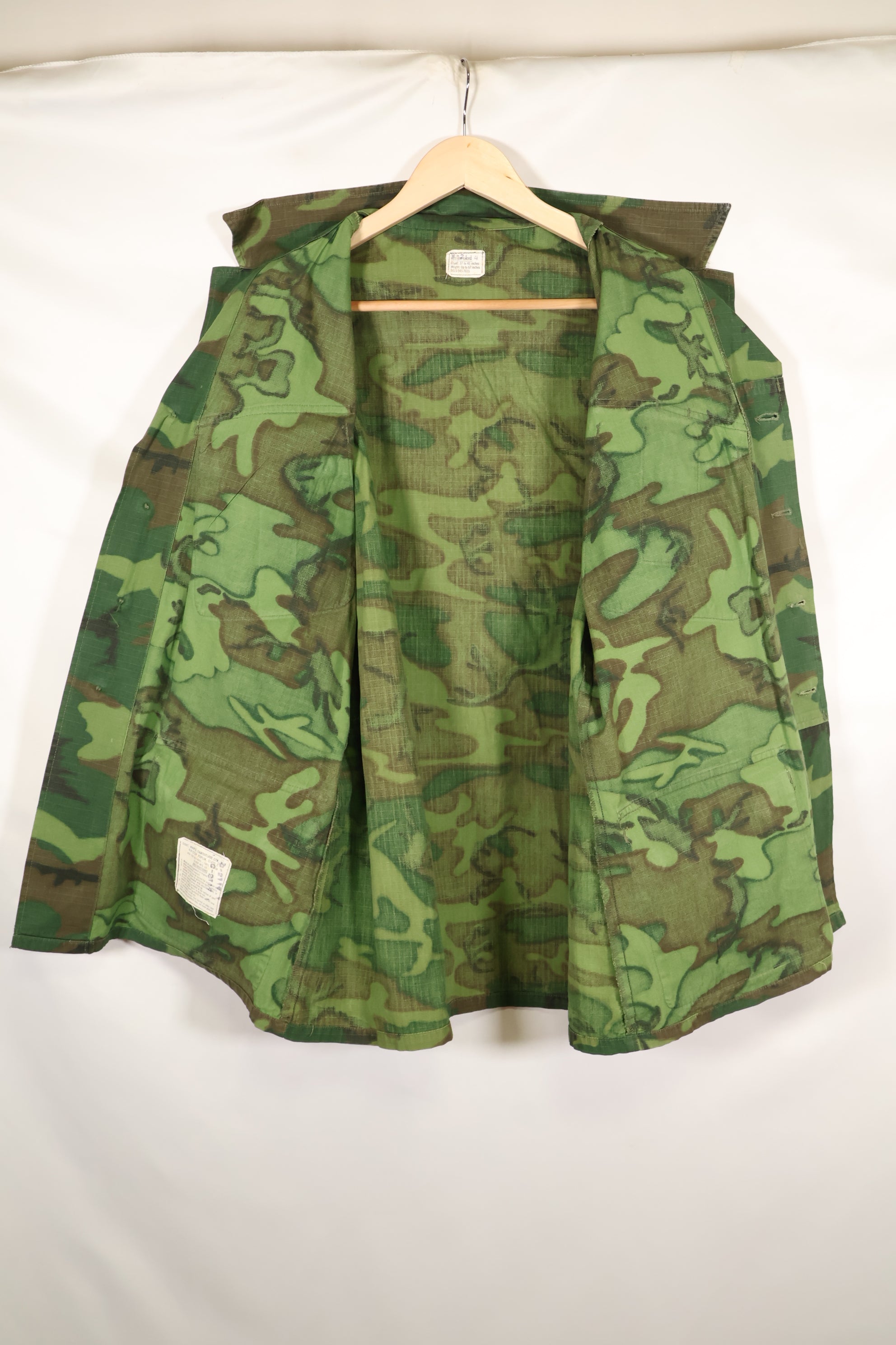 1970年契約　M-S　USMC　リップストップ　ERDL迷彩　ジャングルファティーグ　ジャケット　褪色あり　中古品