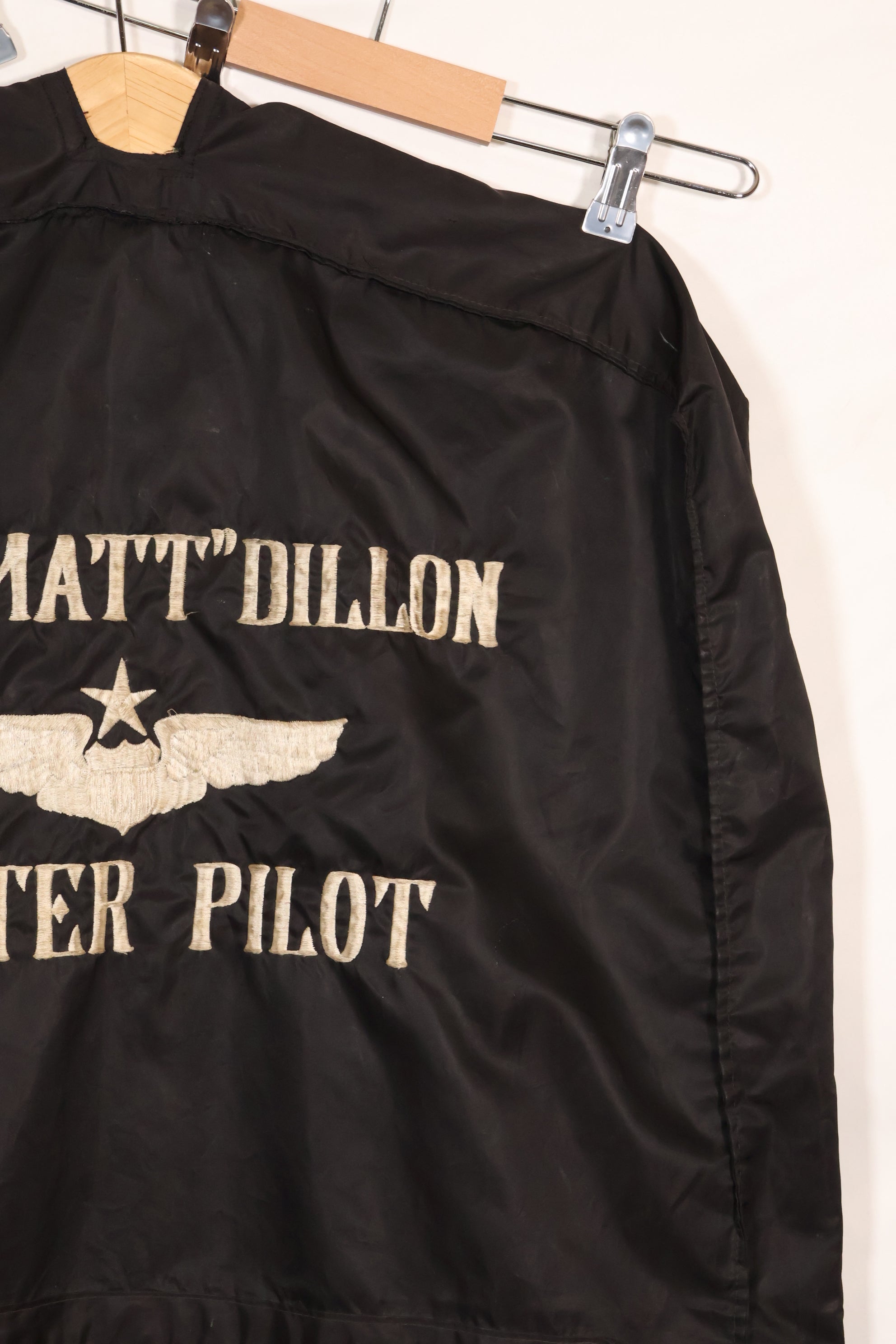 1960s privately procured fighter pilot flight jacket & uniform suit bag, embroidered, used