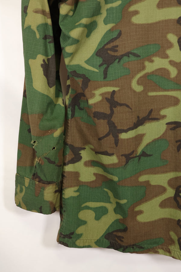 1969 Contract M-S Ripstop ERDL Camouflage Jungle Fatigue Jacket, faded, used, B