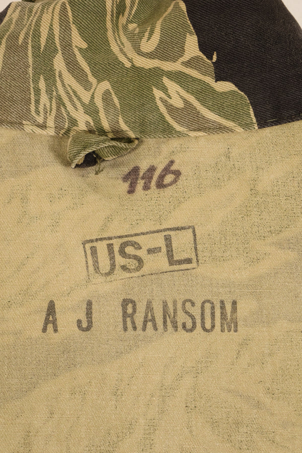 1965年頃　US-L　日本製　沖縄タイガーパターン　タイガーストライプ　シャツ　USカット　半袖　中古品