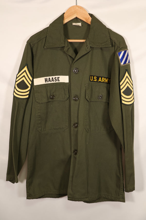 Real U.S. Army OG-107 Utility Shirt with patch, patch retrofitted, used.