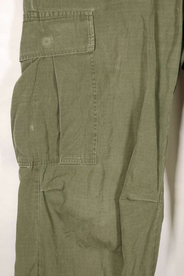 1968 Contract S-R 4th Model Jungle Fatigue Pants, used with fading and repairs.
