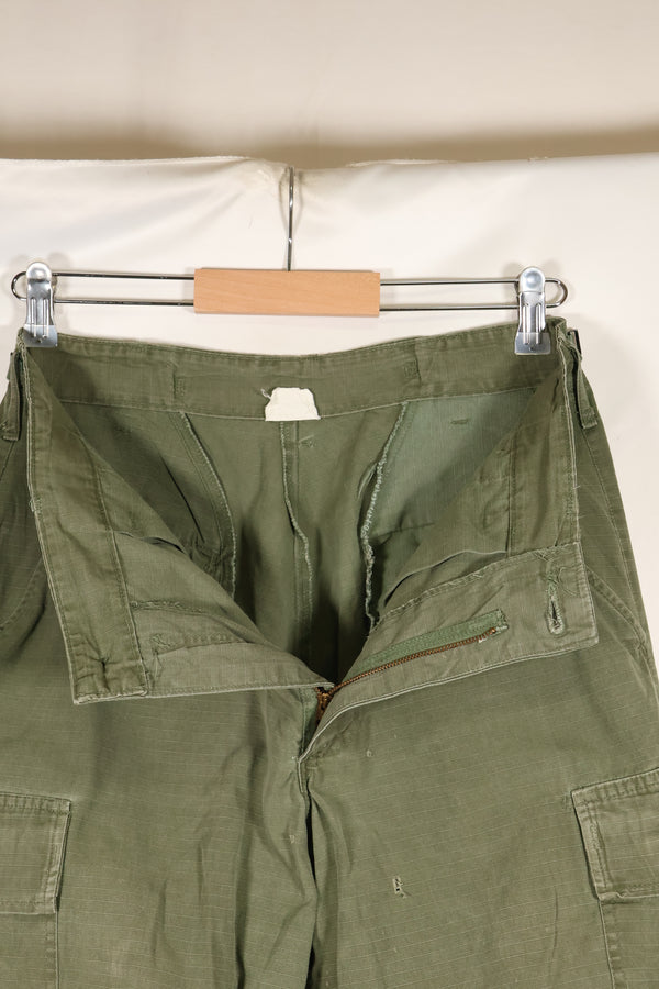 1968 Contract S-R 4th Model Jungle Fatigue Pants, used with fading and repairs.