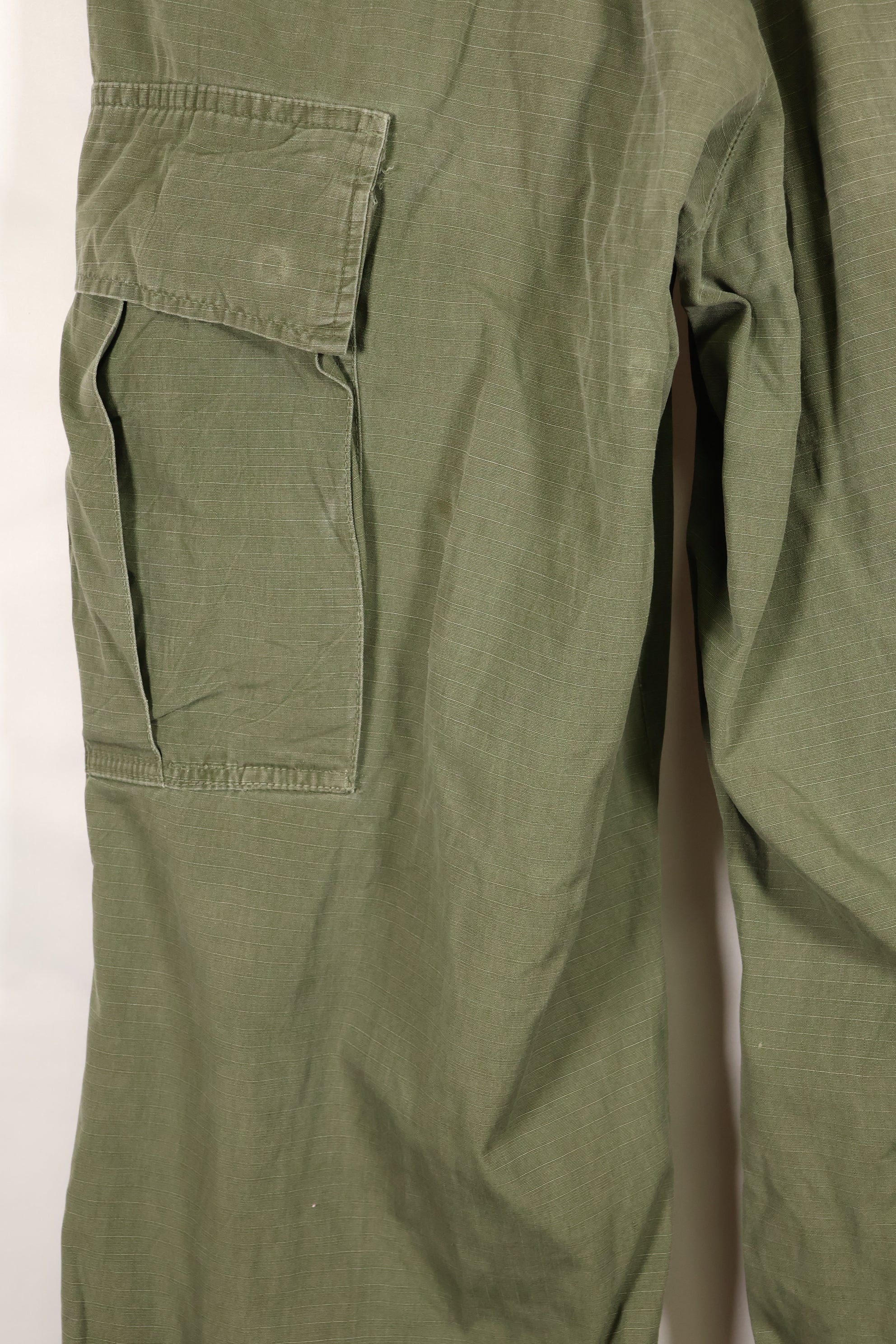 1968 Contract S-R 4th Model Jungle Fatigue Pants, used with fading and repairs.