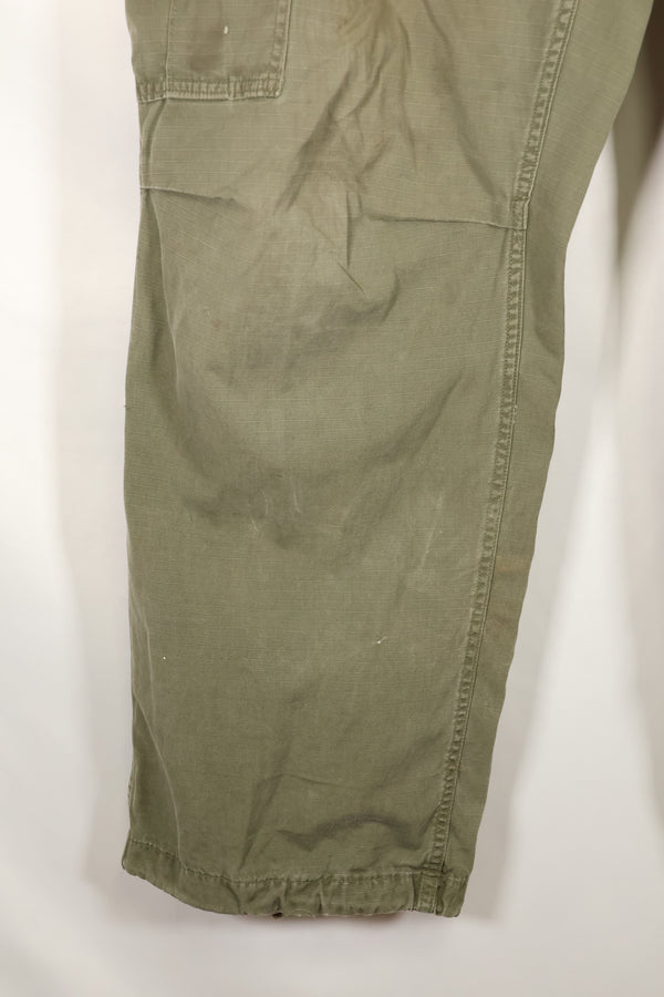 1969 Contract M-R 4th Model Jungle Fatigue Pants, stained, faded, used.
