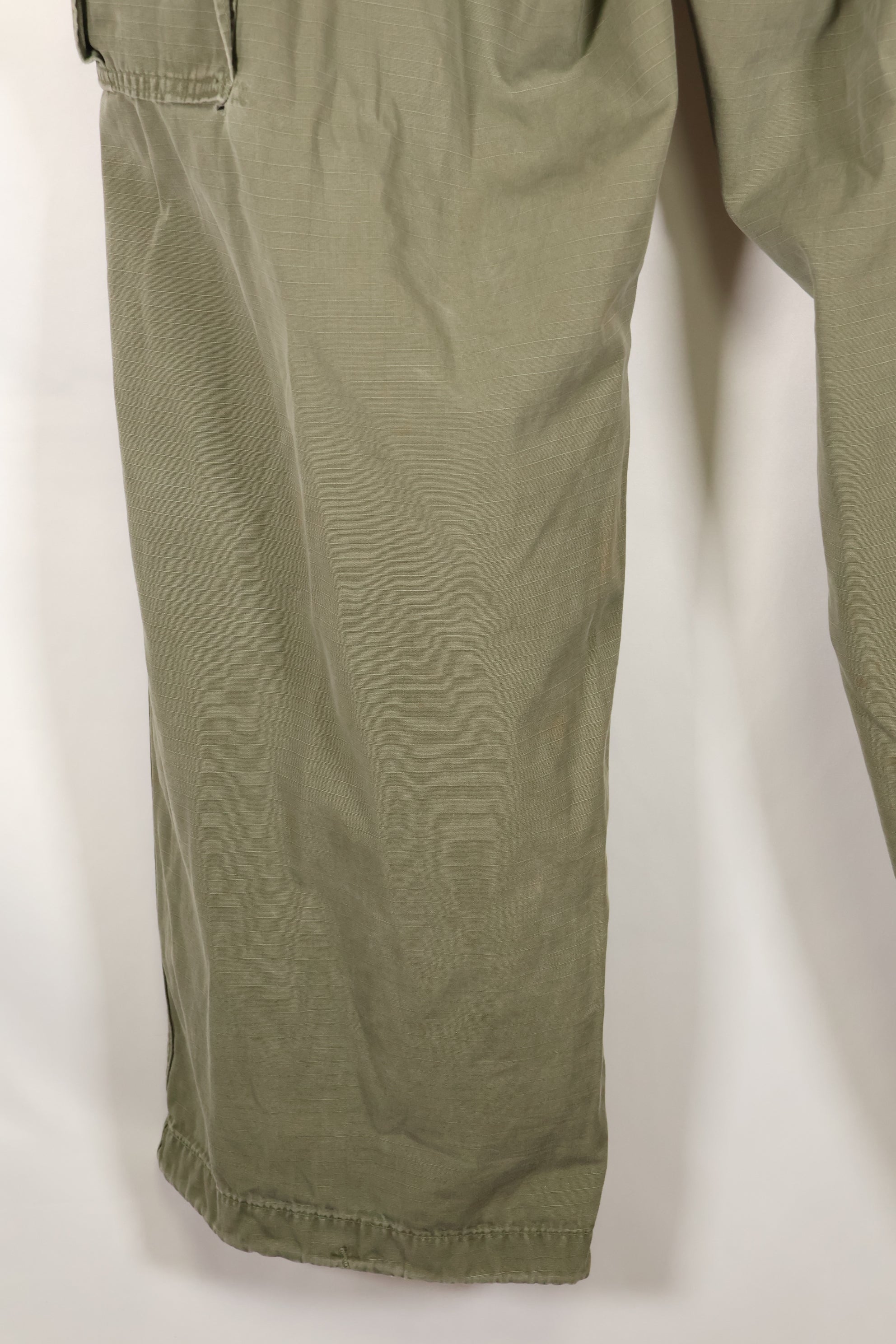 1969 Contract M-R 4th Model Jungle Fatigue Pants, stained, faded, used.