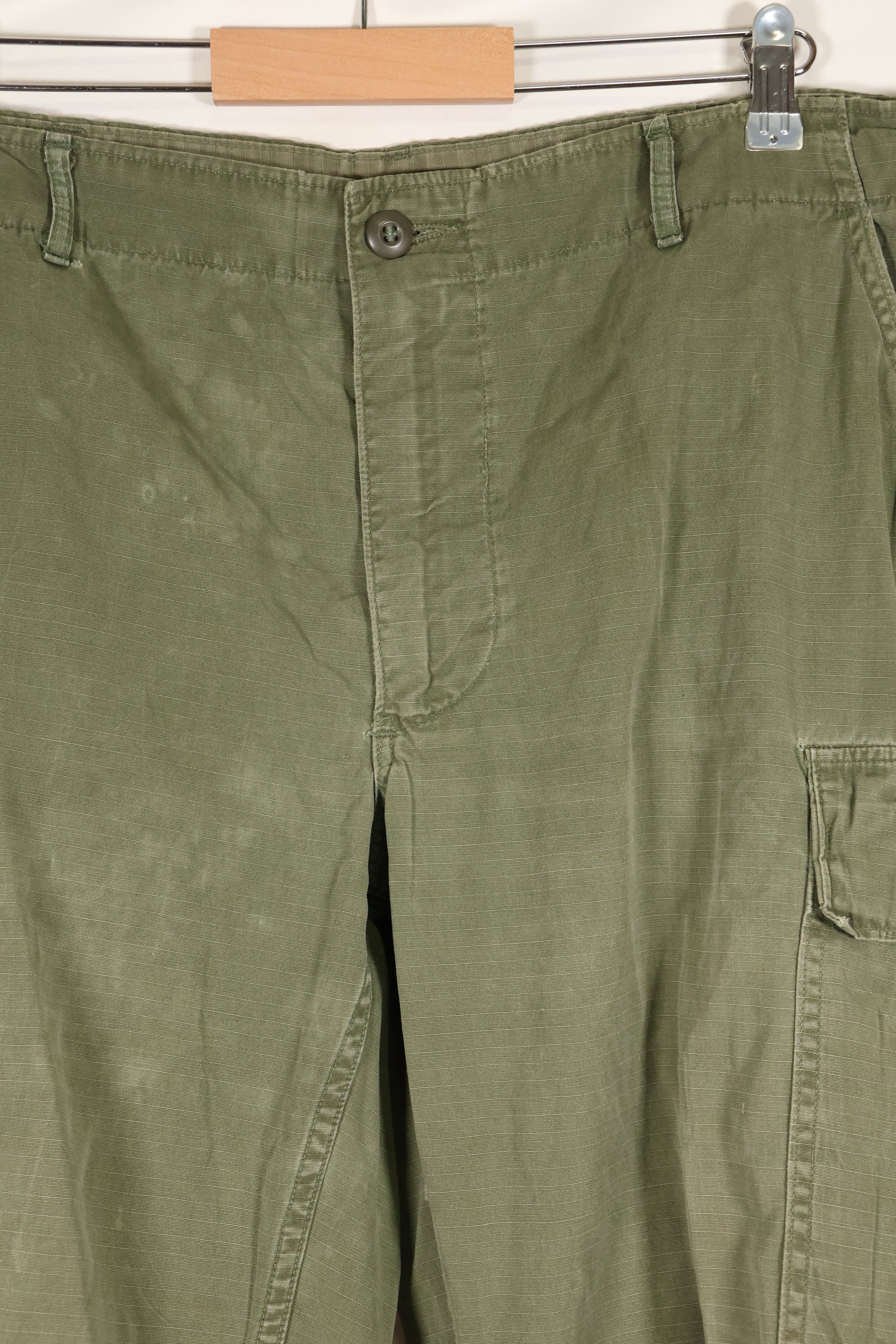 1969 Contract L-S 4th Model Jungle Fatigue Pants, used with fading.