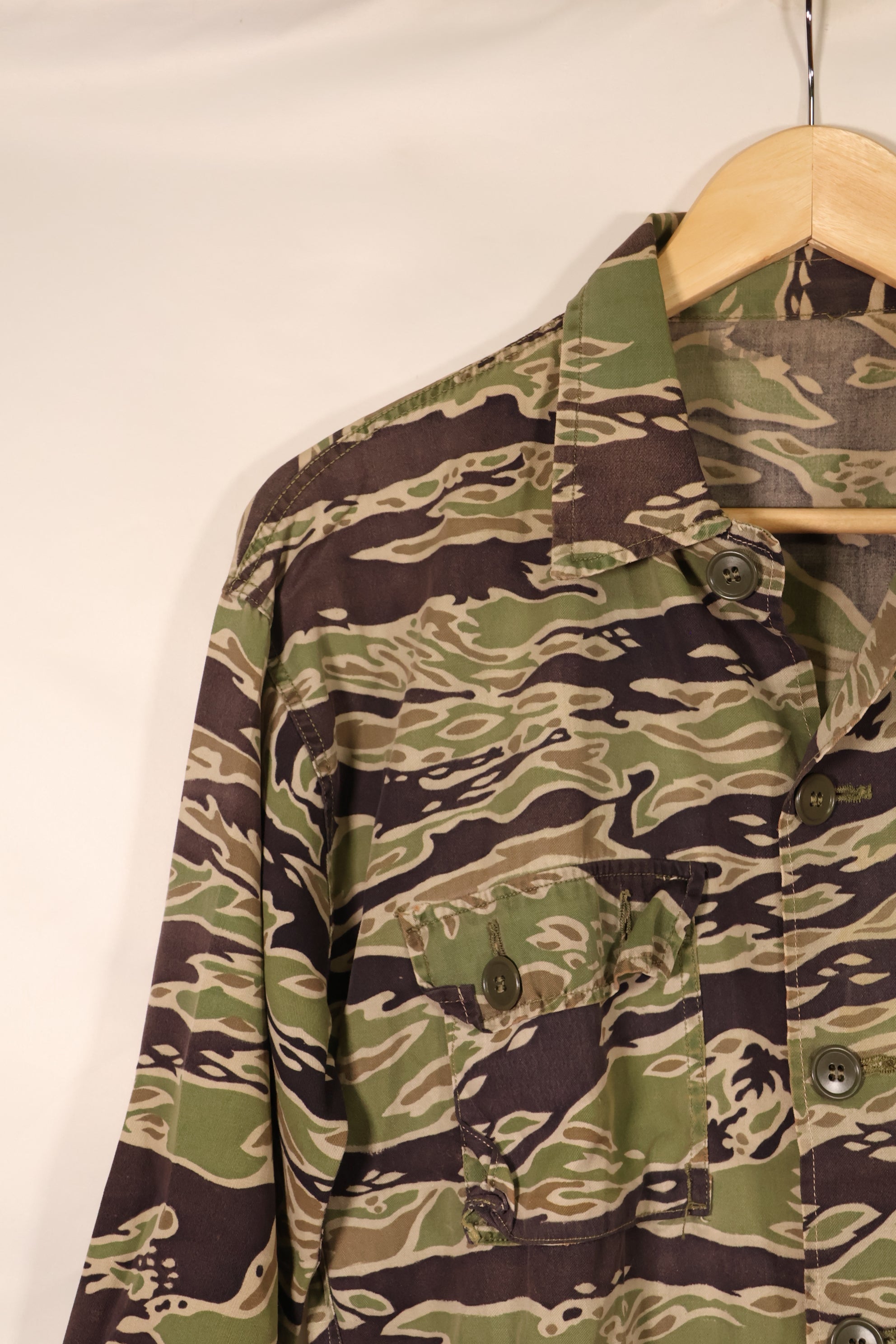 Late 1960s—Estimated US-S—Late War Lightweight—Tiger Stripe—Shirt—Some wear and fading—Used