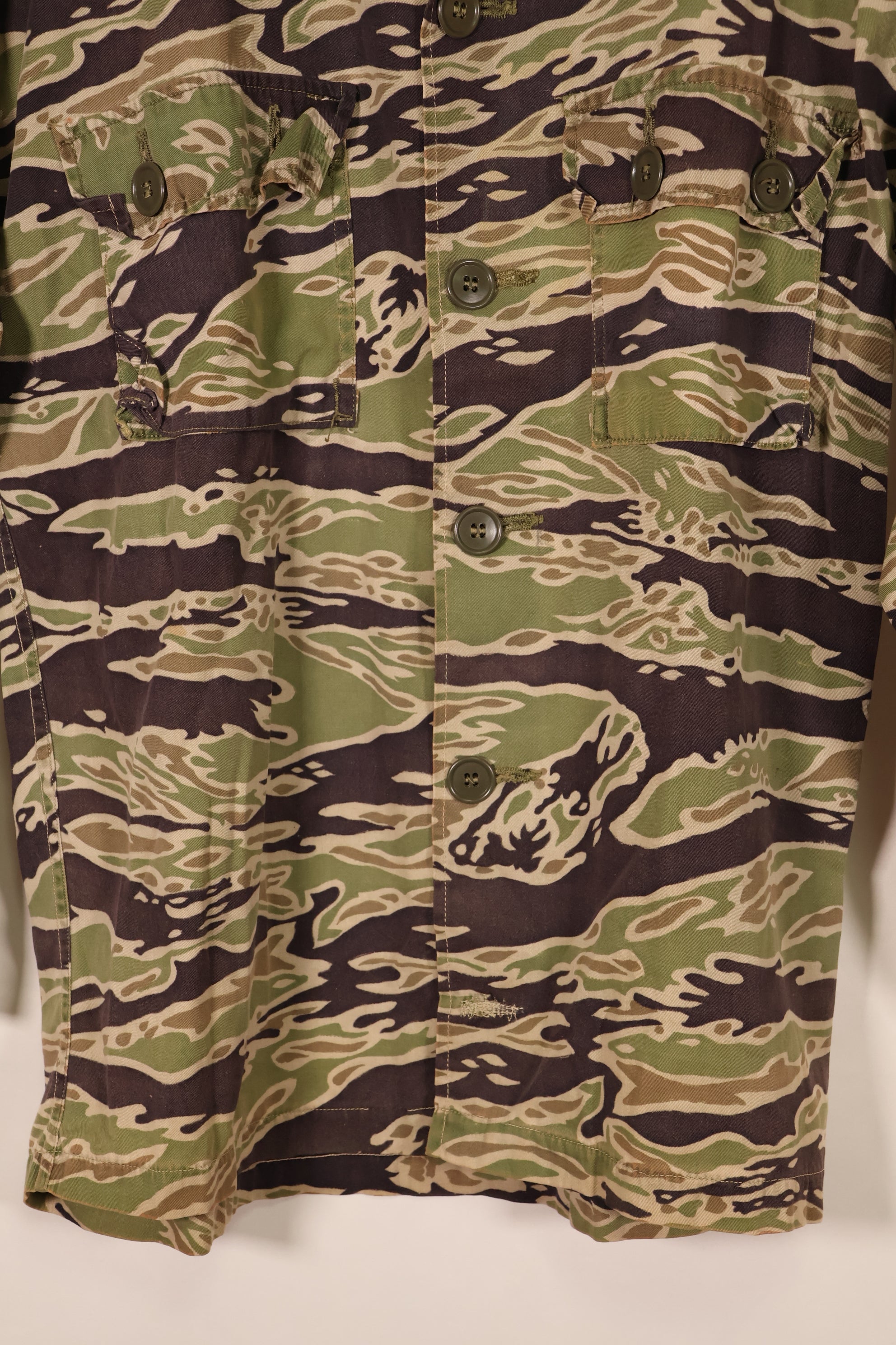 Late 1960s—Estimated US-S—Late War Lightweight—Tiger Stripe—Shirt—Some wear and fading—Used