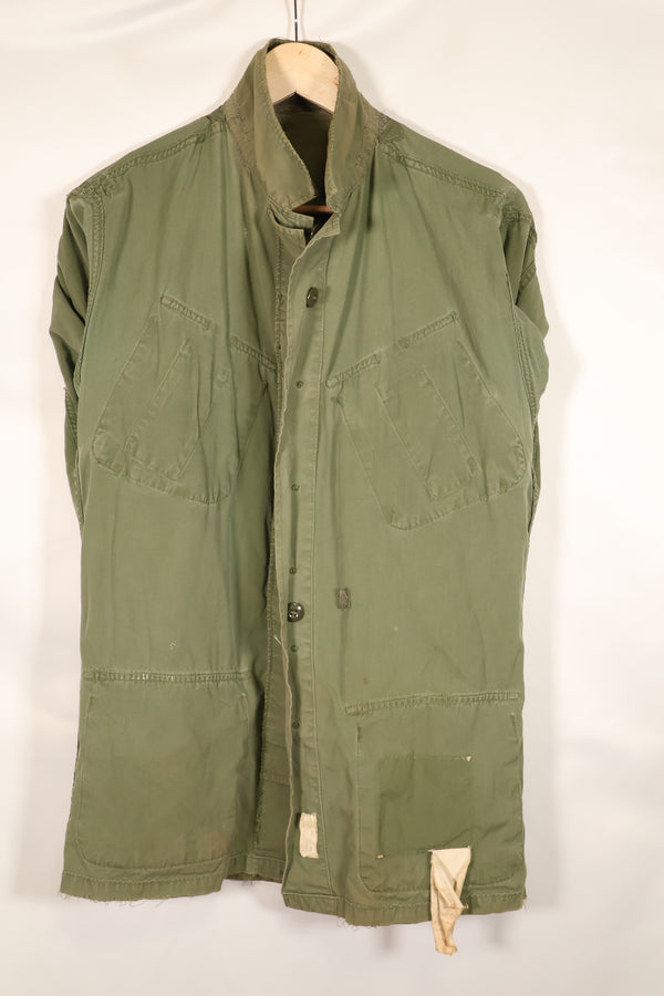 1963 Contract, estimated SMALL 1st Model Jungle Fatigue Jacket, used, stains, scratches.