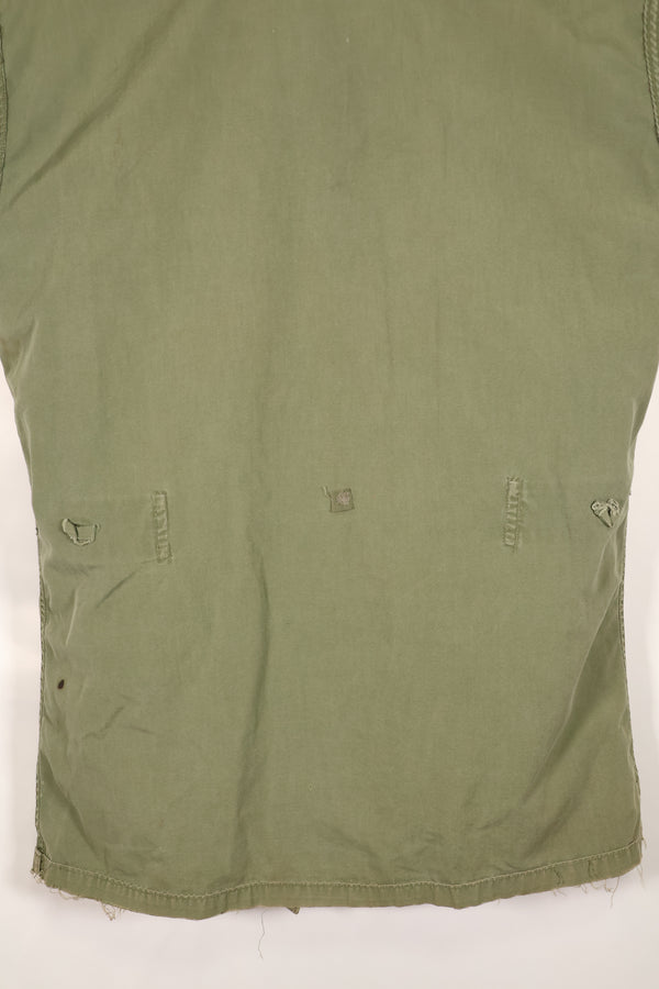 1963 Contract, estimated SMALL 1st Model Jungle Fatigue Jacket, used, stains, scratches.