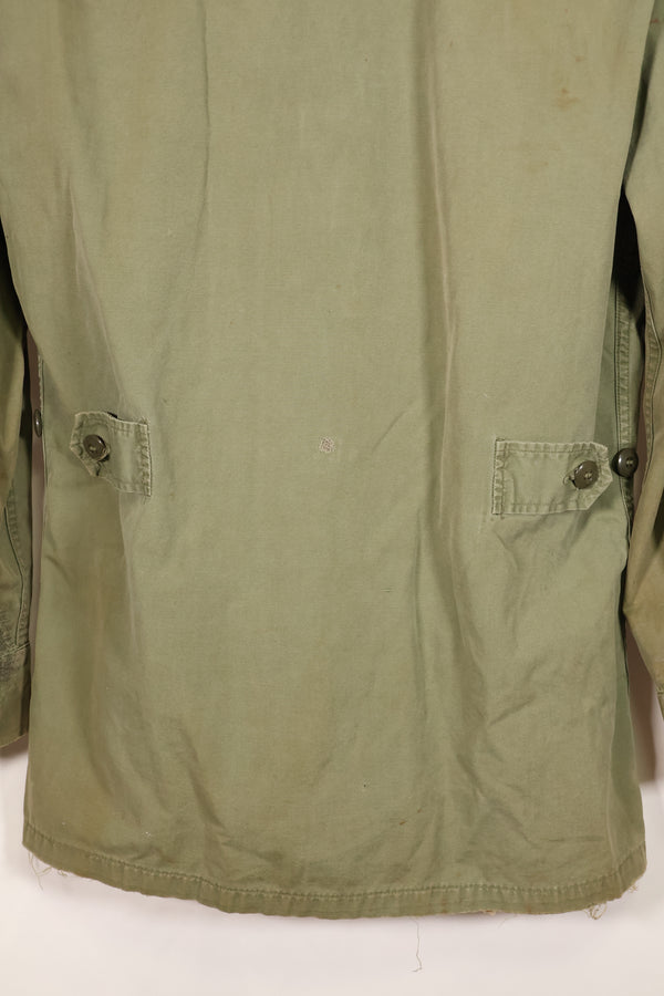 1963 Contract, estimated SMALL 1st Model Jungle Fatigue Jacket, used, stains, scratches.