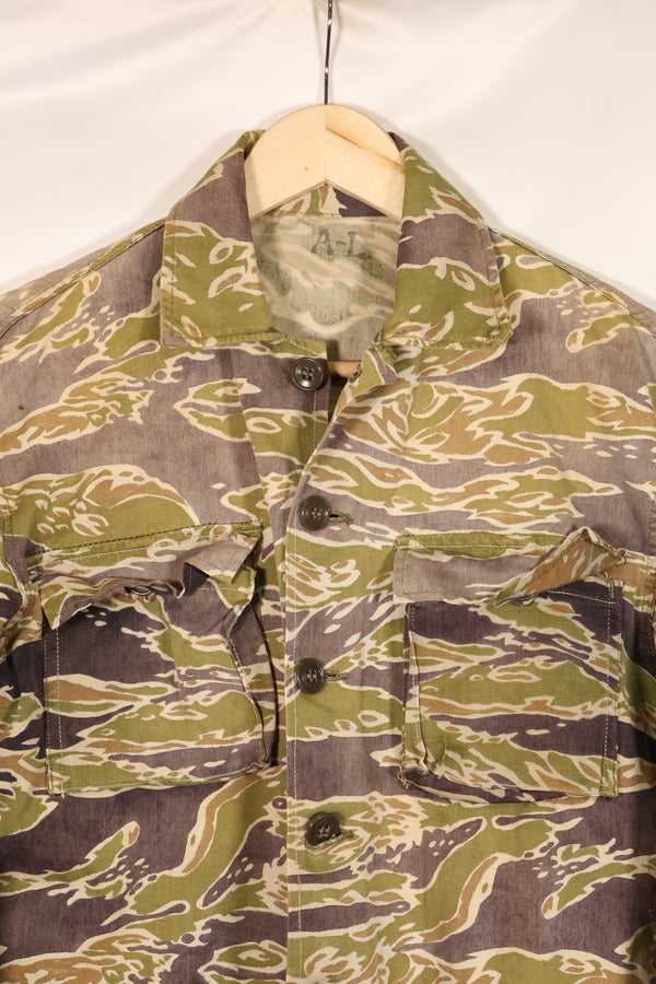 Real Late War Pattern Tiger Stripe Shirt, heavy weight fabric, faded, used.