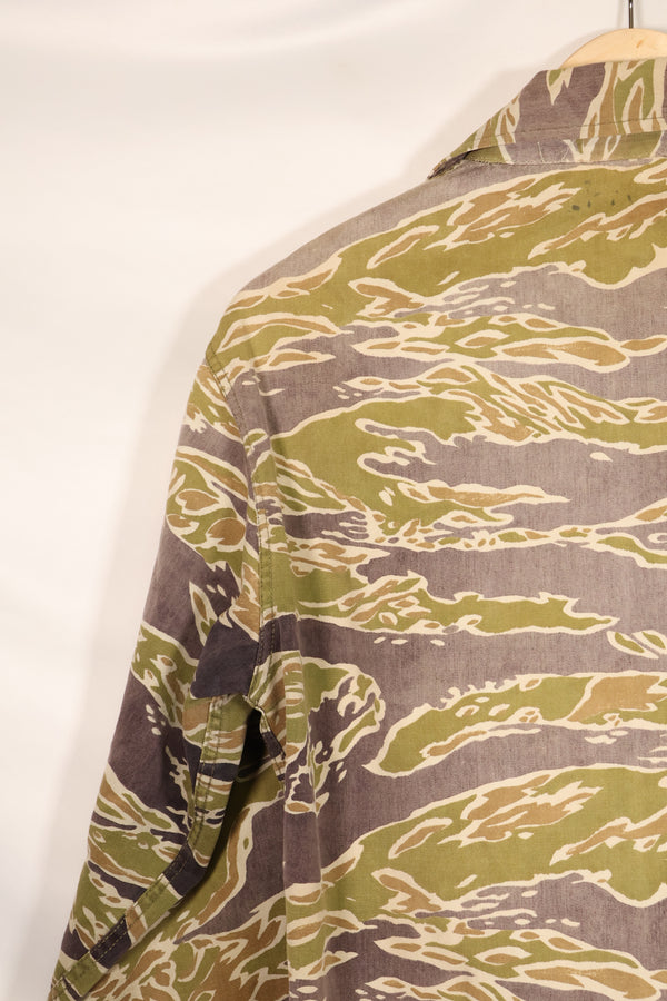 Real Late War Pattern Tiger Stripe Shirt, heavy weight fabric, faded, used.