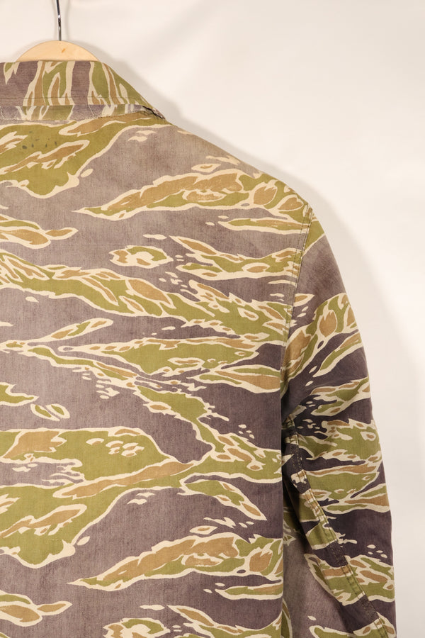 Real Late War Pattern Tiger Stripe Shirt, heavy weight fabric, faded, used.