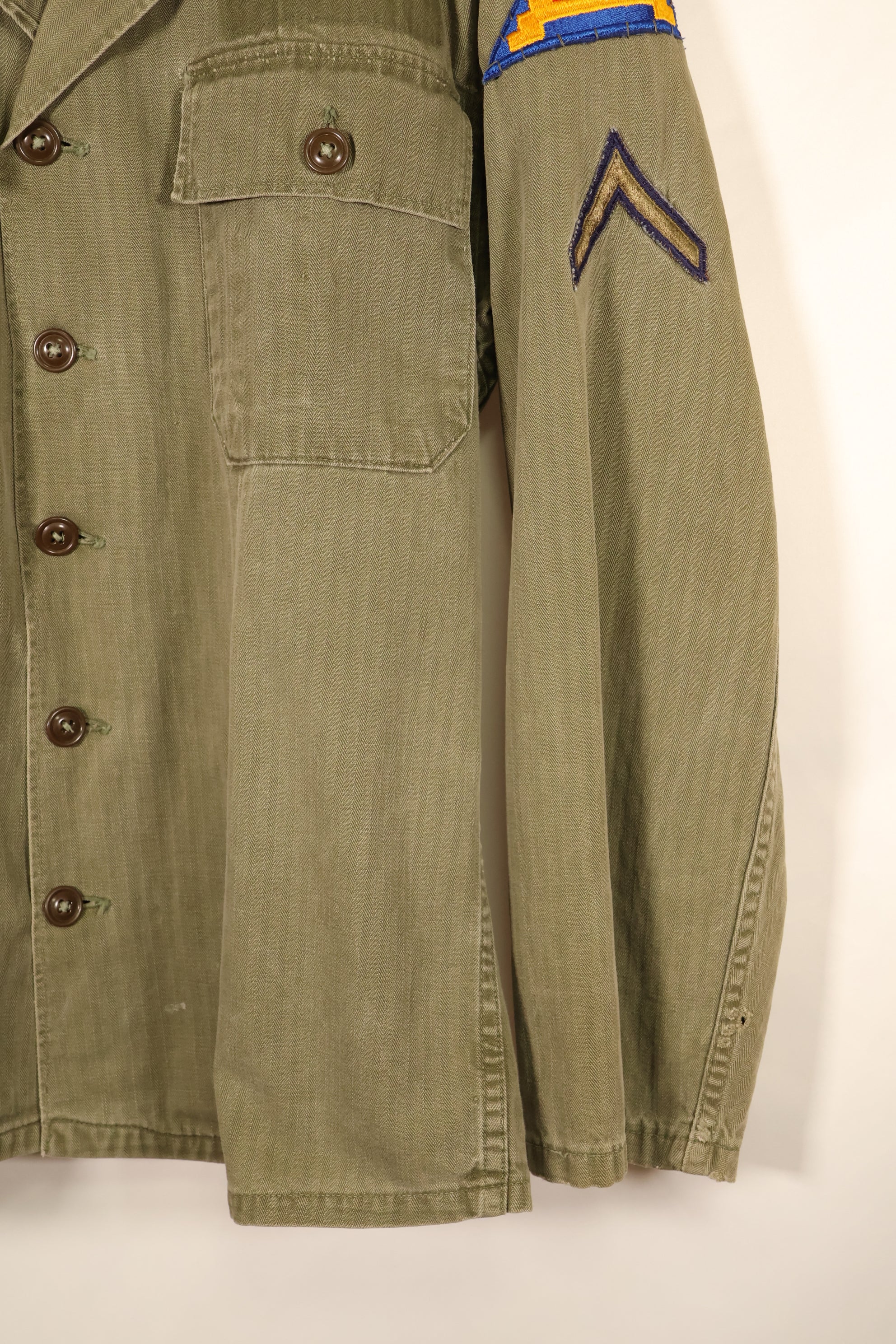 Late 1940s–1950s, U.S. Army, M-47 HBT Utility Shirt with Patches, Used