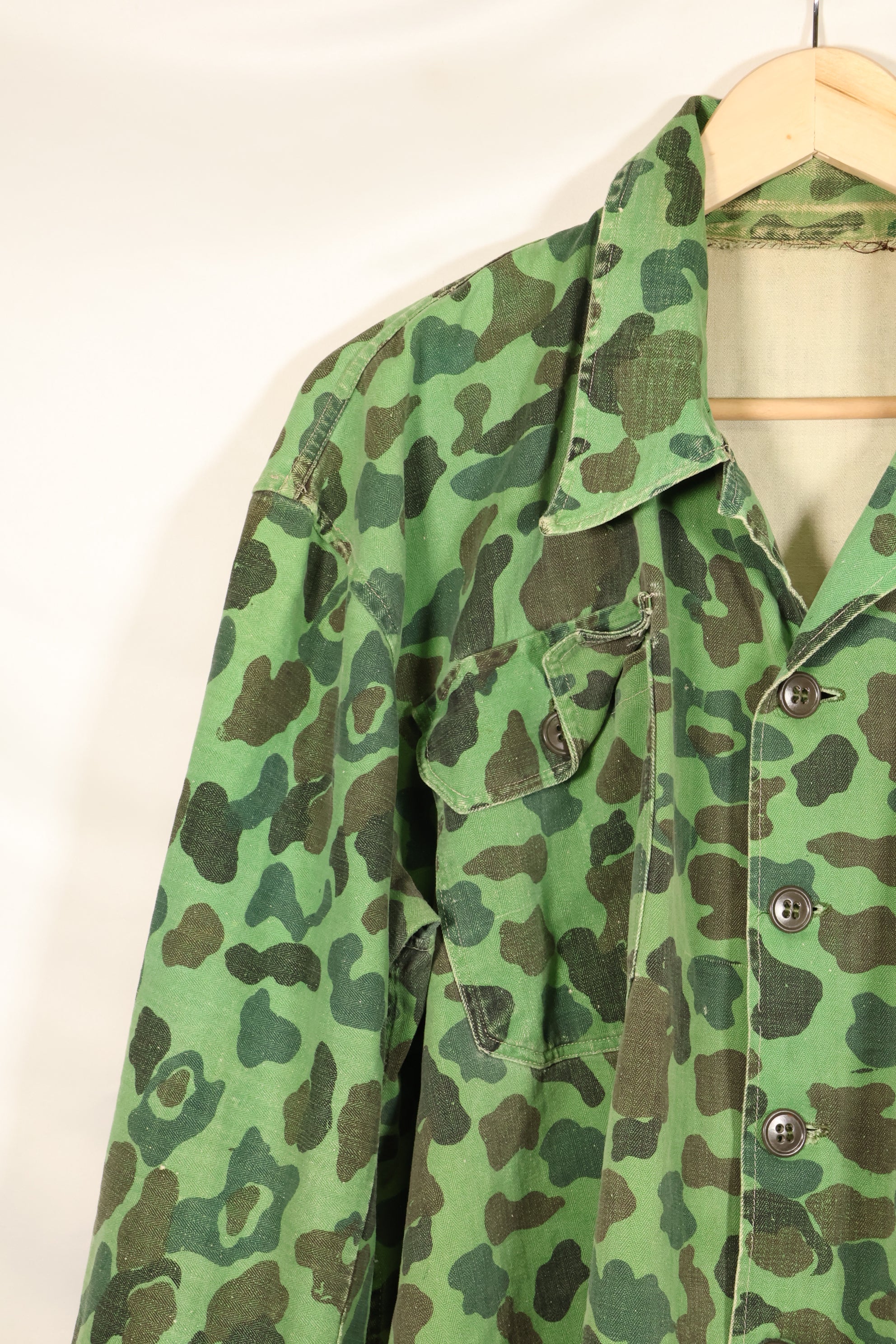 Late 1960s-early 1970s U.S. Navy advisor shirt, frogskin camouflage, locally sourced, used.