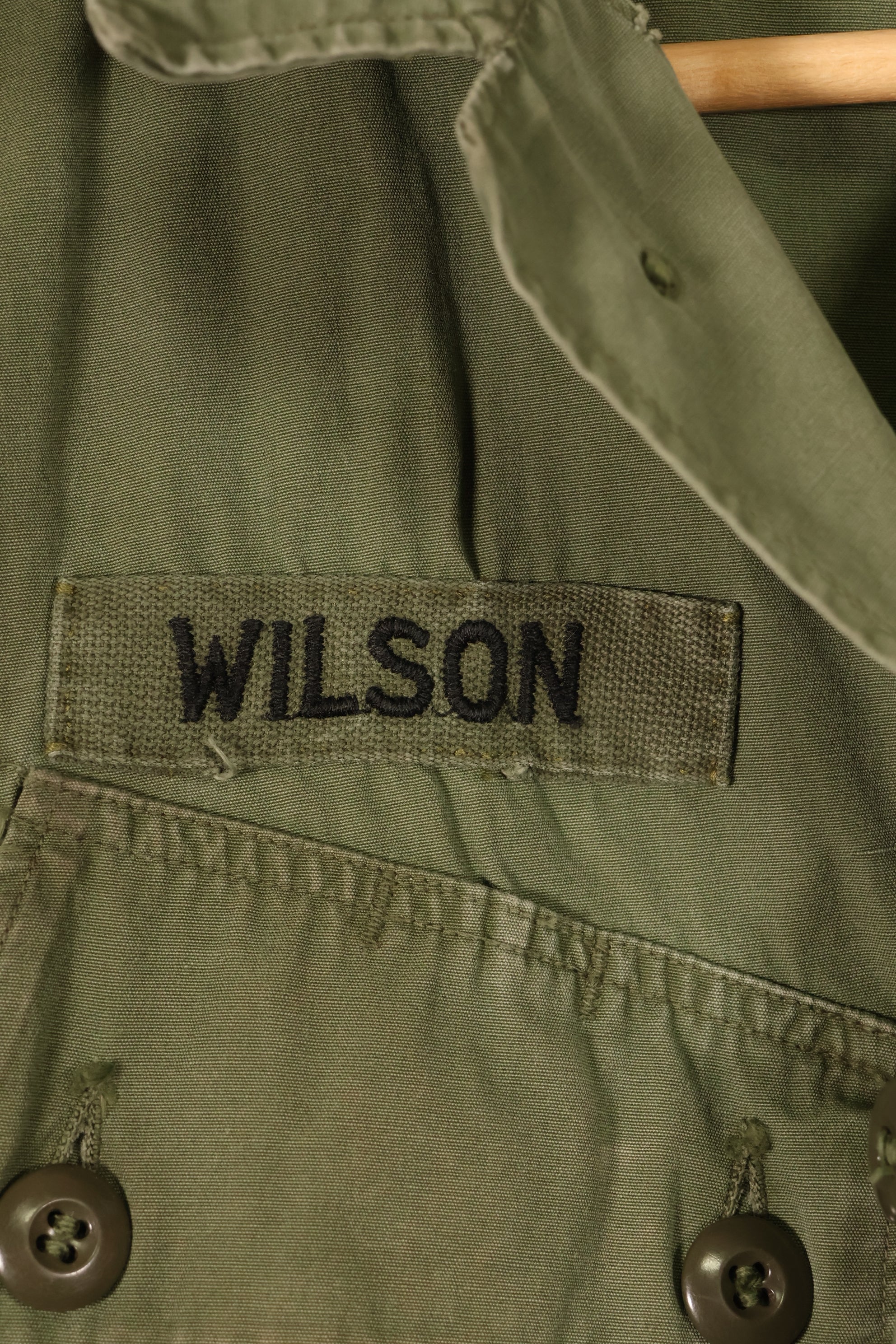 1963–64 Contract, Presumed S-L, 1st Model Jungle Fatigue Jacket with Patches, Used