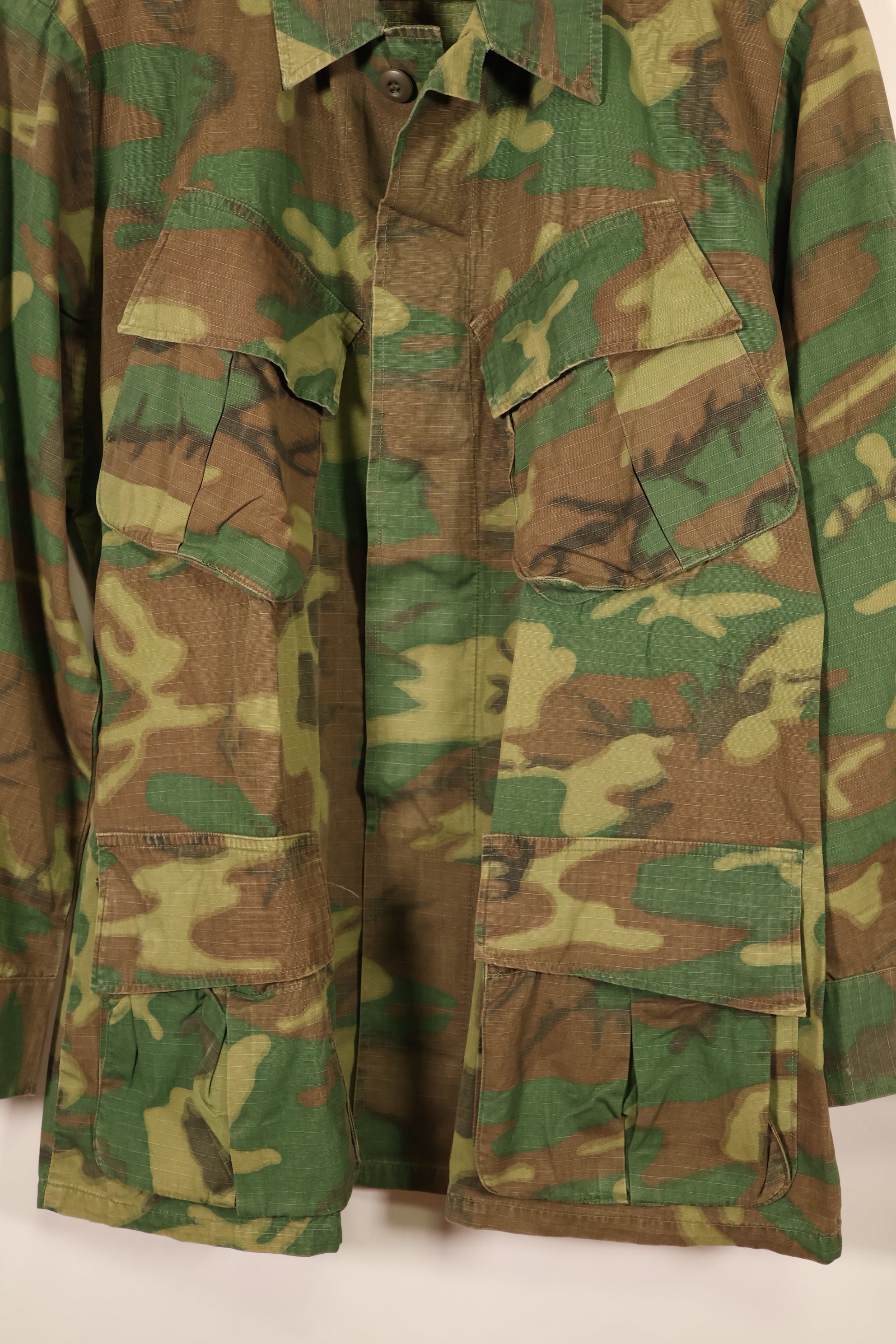 1969 Contract, M-S, U.S. Military, ERDL, Green Leaf Camo, Fatigue Jacket, Good Condition, Used