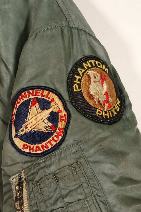 Late 1960's Estimated LARGE US Navy MA-1 Flight Jacket with pilot modifications, used.