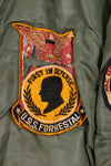 Late 1960's Estimated LARGE US Navy MA-1 Flight Jacket with pilot modifications, used.