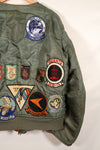 Late 1960's Estimated LARGE US Navy MA-1 Flight Jacket with pilot modifications, used.