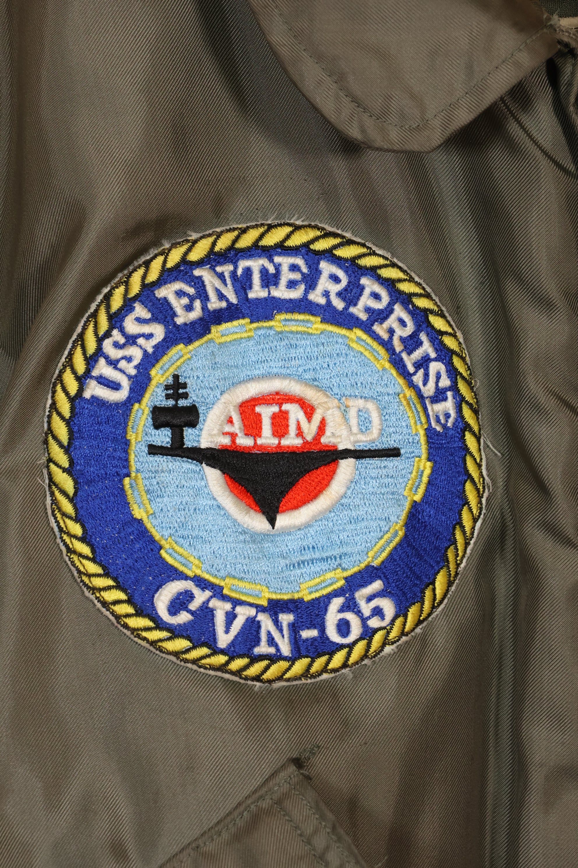 1980 Contract LARGE USS ENTERPRISE UWC-45P Flight Jacket Personalized Custom Used