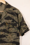 1960s US-L silver tiger stripe US cut shirt short sleeves custom torn