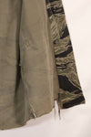 1960s US-L silver tiger stripe US cut shirt short sleeves custom torn
