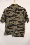 1960s US-L silver tiger stripe US cut shirt short sleeves custom torn