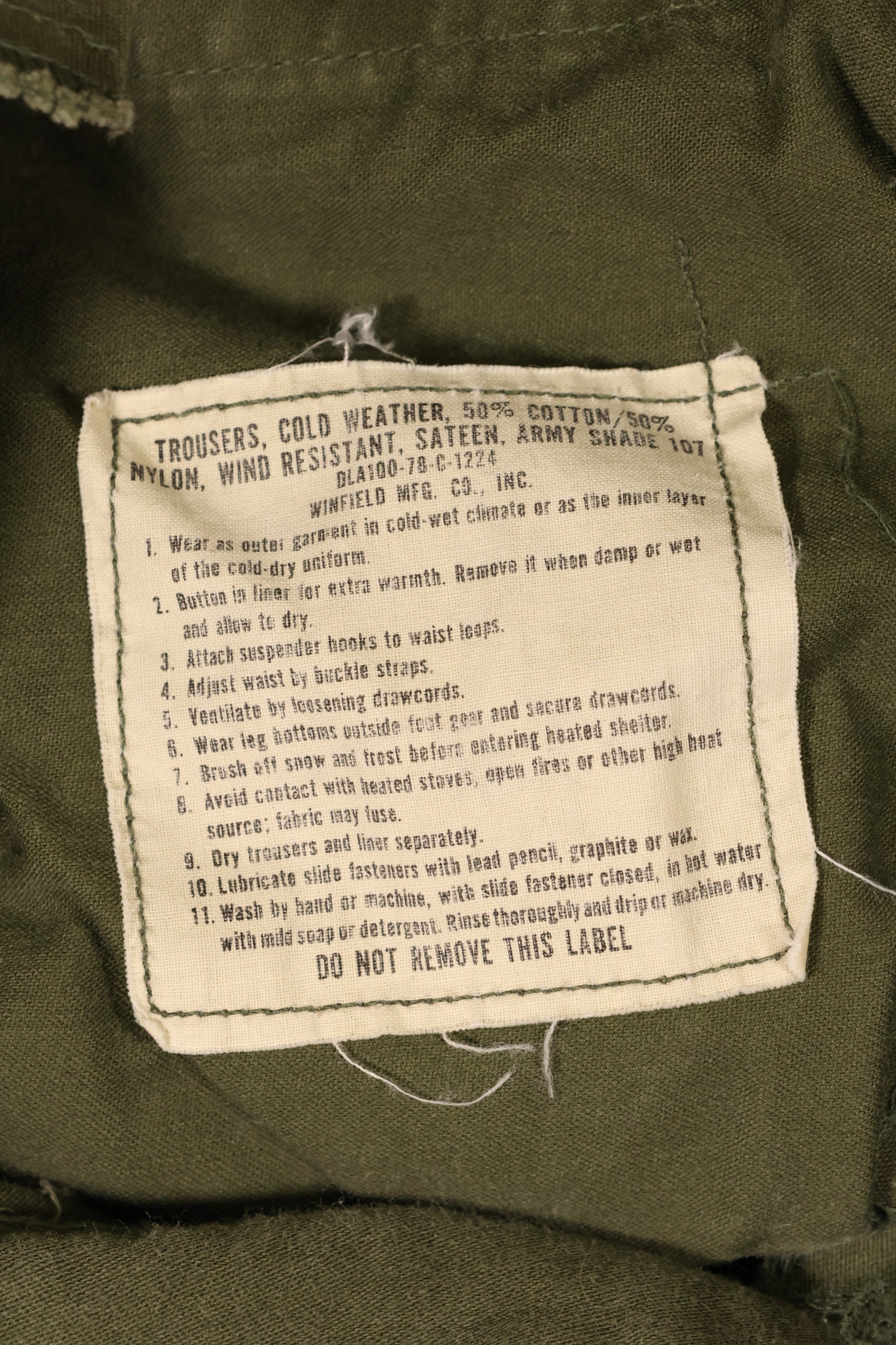 1978 Contract, M-L, U.S. Military, M65 Field Pants, Slightly Faded, Used