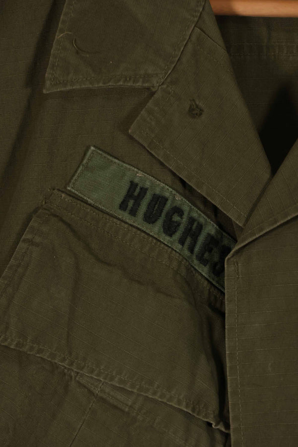 Real 1970 4th Model Jungle Fatigue Jacket M-S with patch marks, used.