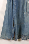 1930s U.S. Army denim pullover shirt, 3 buttons, used.