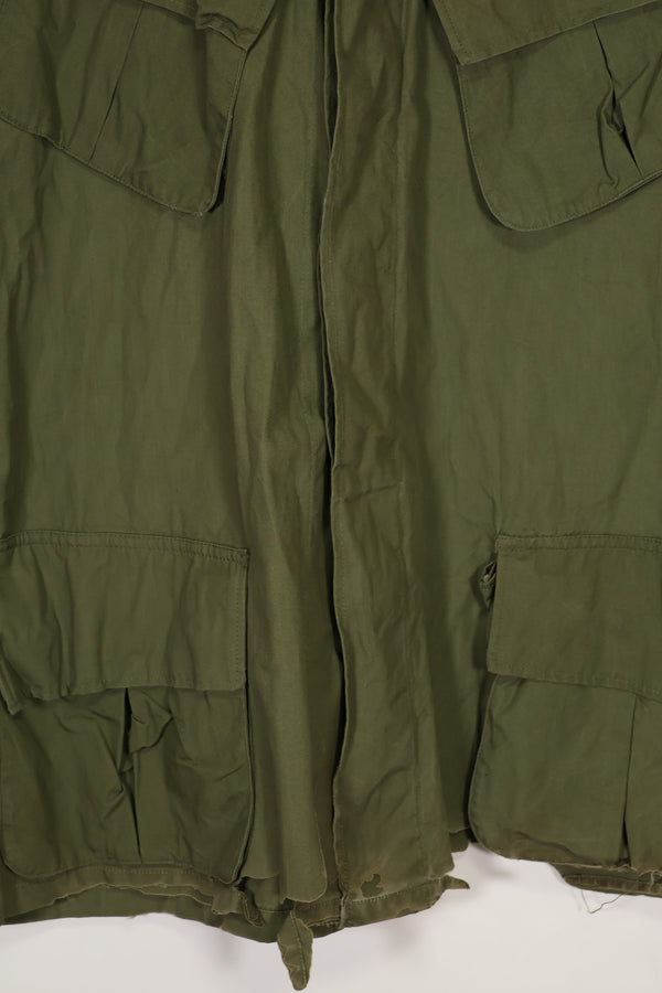 Real 1966-1967 3rd Model Jungle Fatigue Jacket L-R with damage.