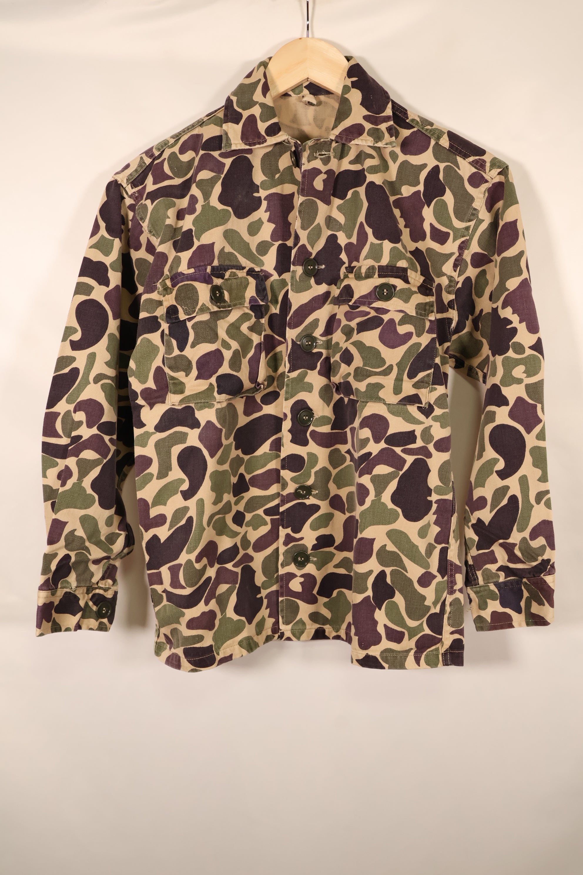 Early 1960s, A-M Equivalent, CIDG, Beogam Camouflage, Asian Cut, Shirt, Locally Made, Frog Skin Camouflage, Used