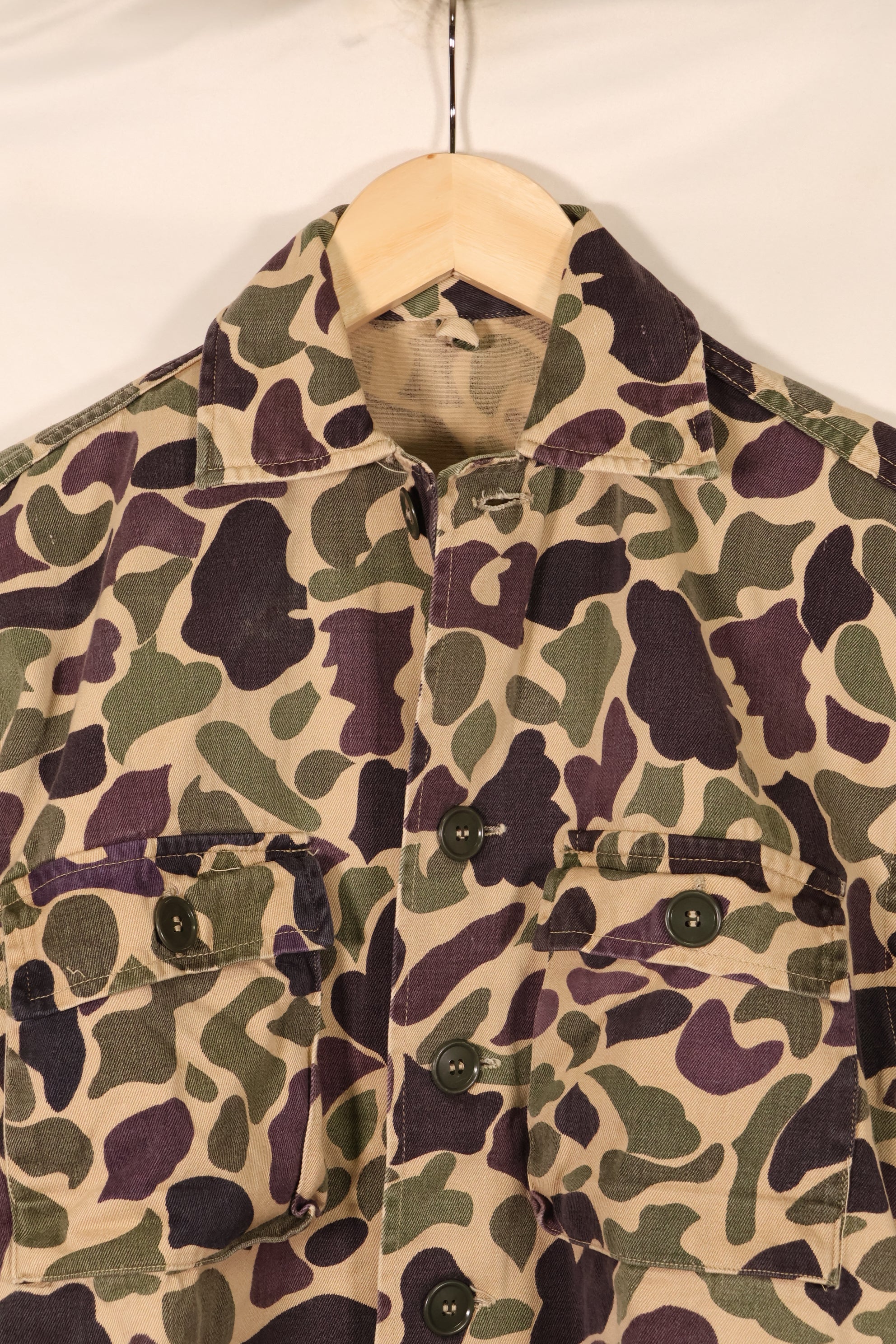 Early 1960s, A-M Equivalent, CIDG, Beogam Camouflage, Asian Cut, Shirt, Locally Made, Frog Skin Camouflage, Used