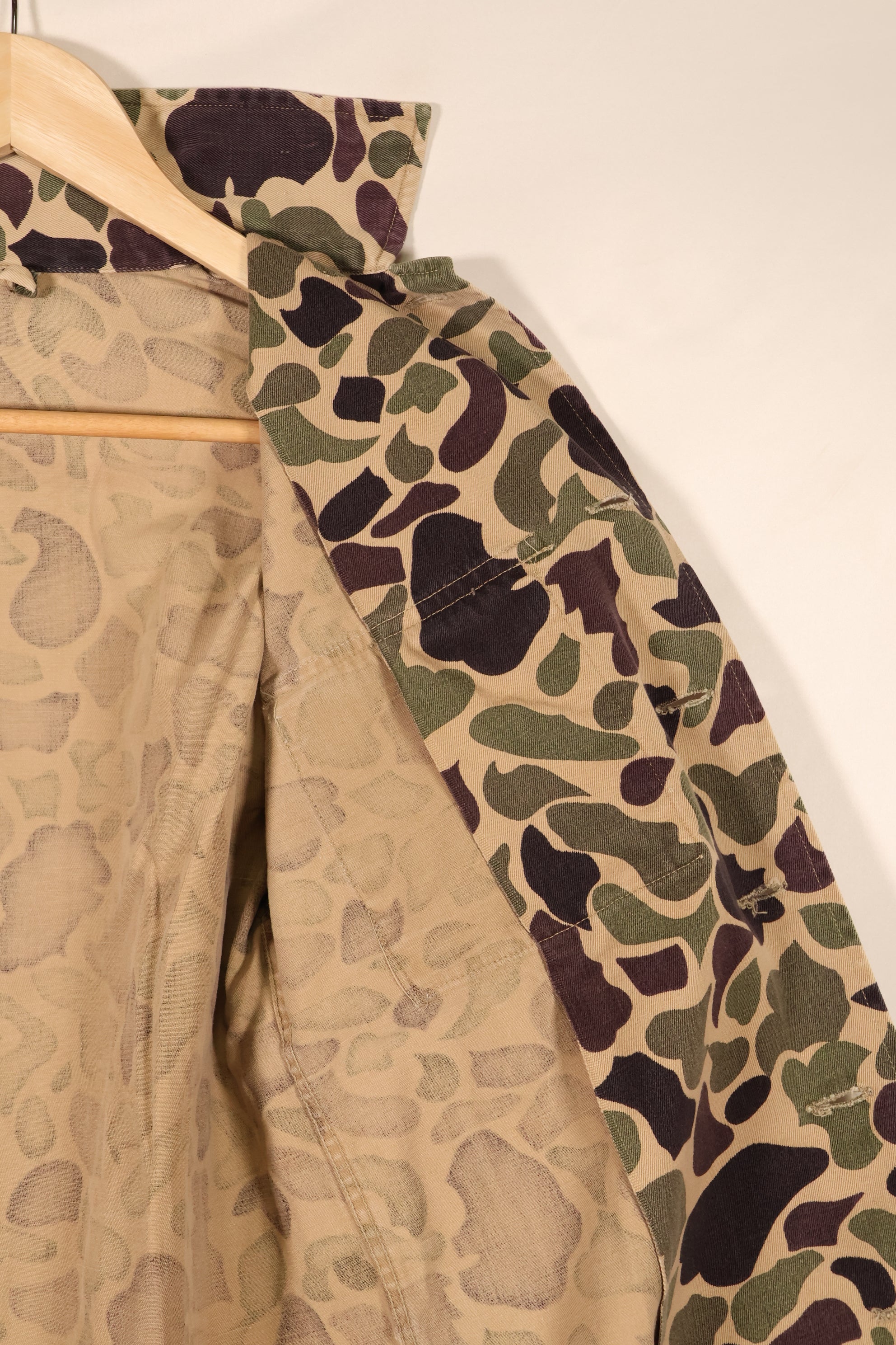 Early 1960s, A-M Equivalent, CIDG, Beogam Camouflage, Asian Cut, Shirt, Locally Made, Frog Skin Camouflage, Used