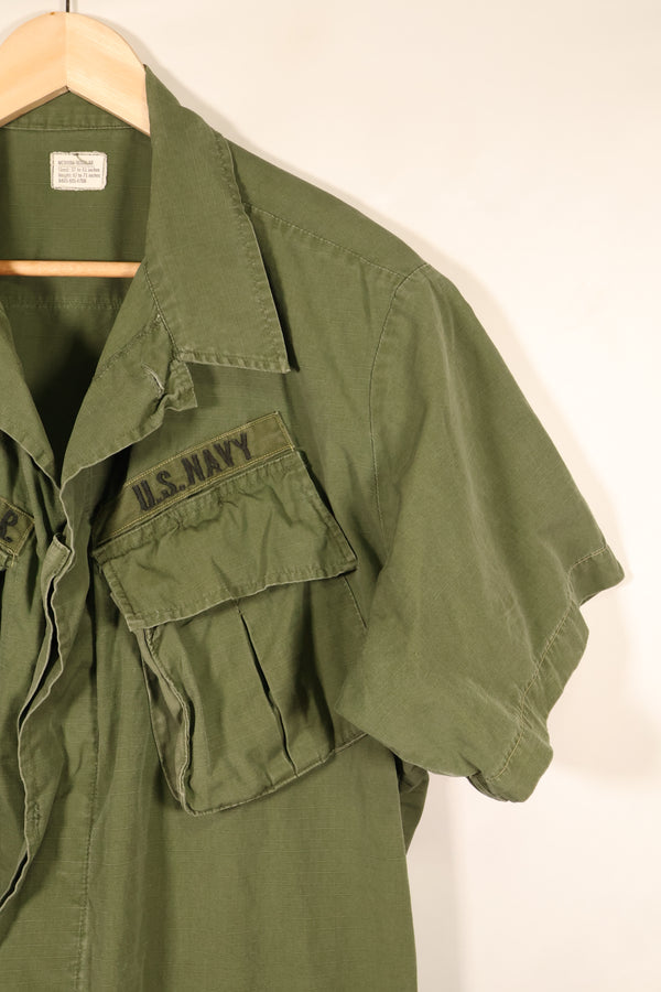 1968 Contract, M-R, 4th Model Jungle Fatigue Jacket, USN, Short-Sleeve Custom, Used
