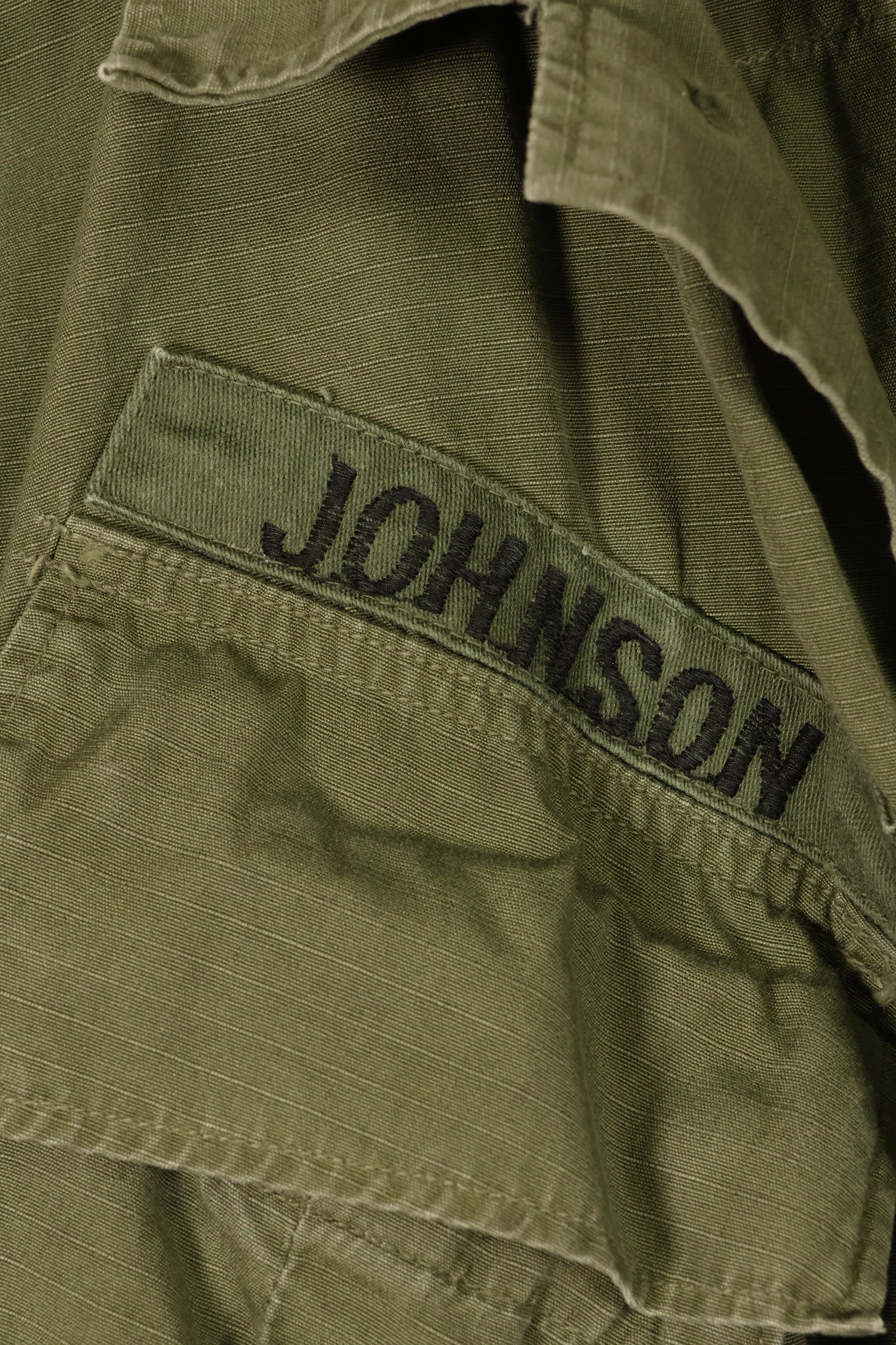 1969 Contract, S-L, Taylor Markings, 4th Model Jungle Fatigue Jacket, USAF, Short-Sleeve Custom, Used