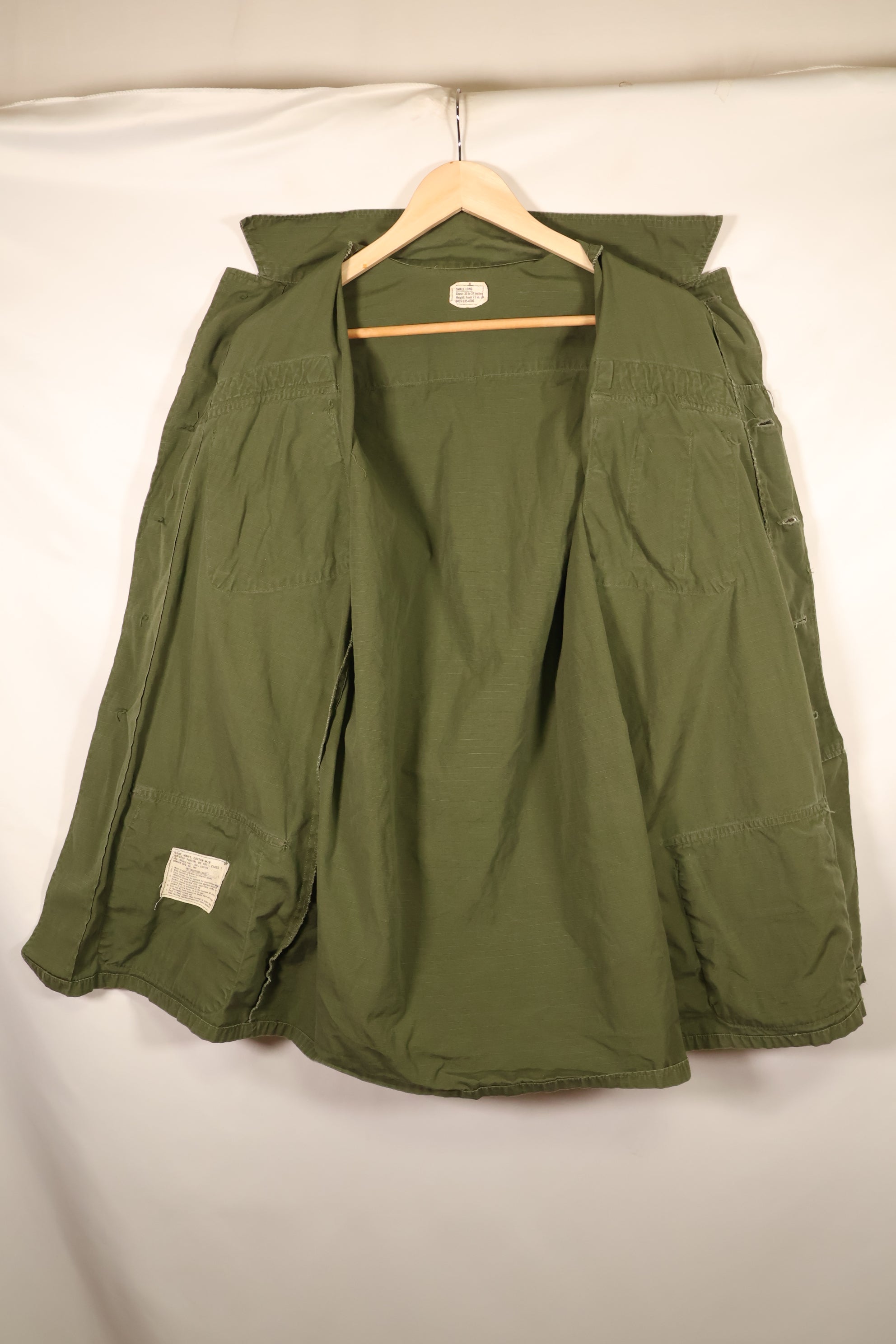 1969 Contract, S-L, Taylor Markings, 4th Model Jungle Fatigue Jacket, USAF, Short-Sleeve Custom, Used