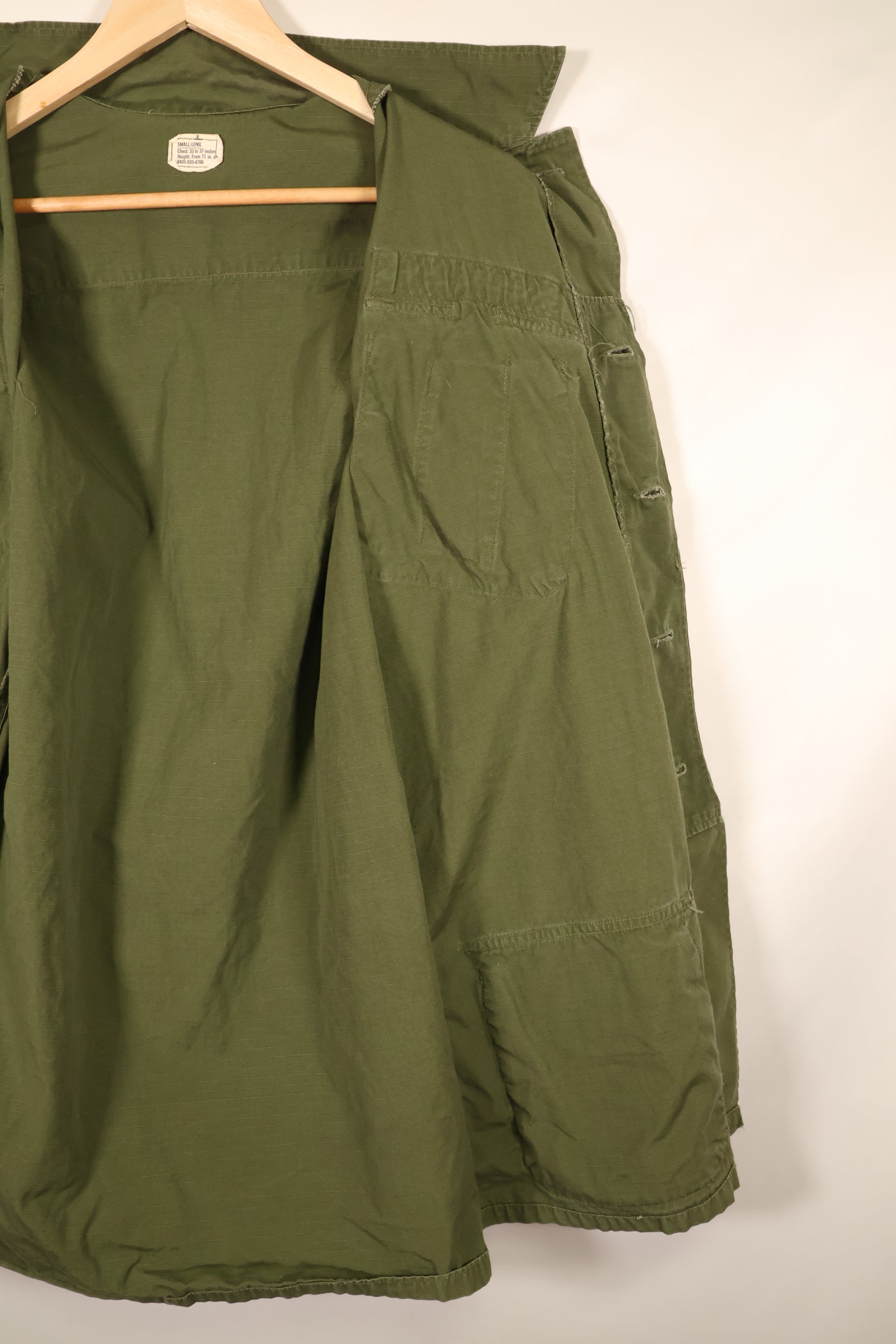 1969 Contract, S-L, Taylor Markings, 4th Model Jungle Fatigue Jacket, USAF, Short-Sleeve Custom, Used